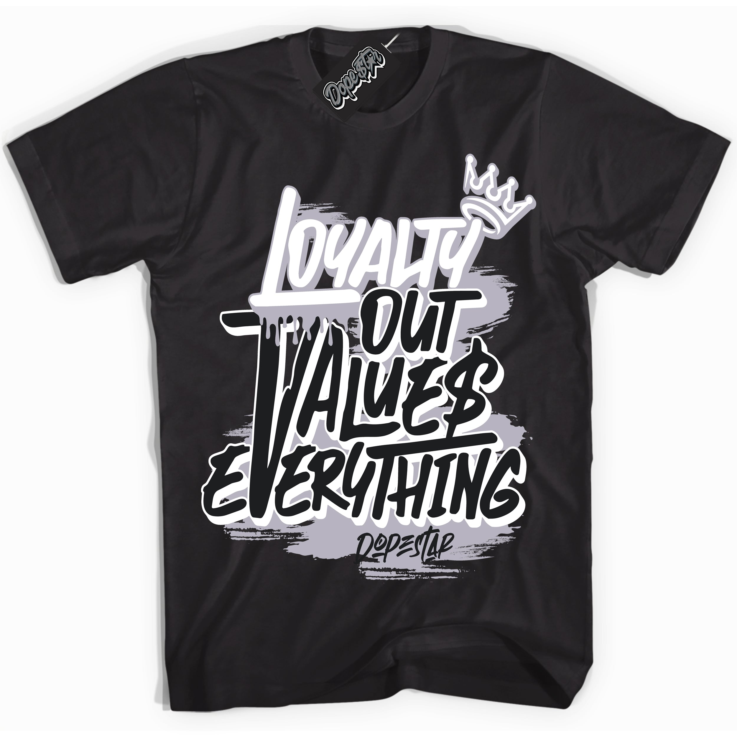 Cool Black Shirt with “ Loyalty Out Values Everything ” design that perfectly matches OG Barons 1s Jordans.