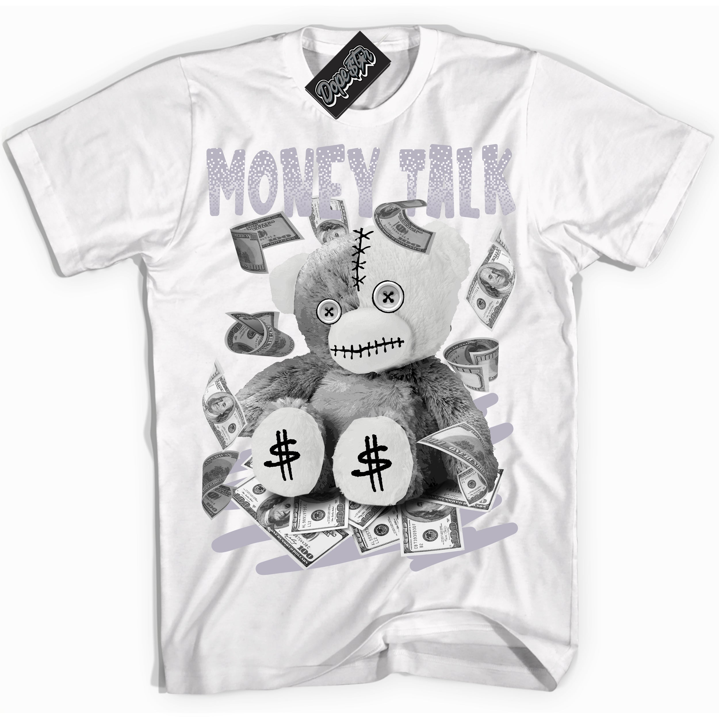 Cool White Shirt with “ Money Talk Bear ” design that perfectly matches OG Barons 1s Jordans.