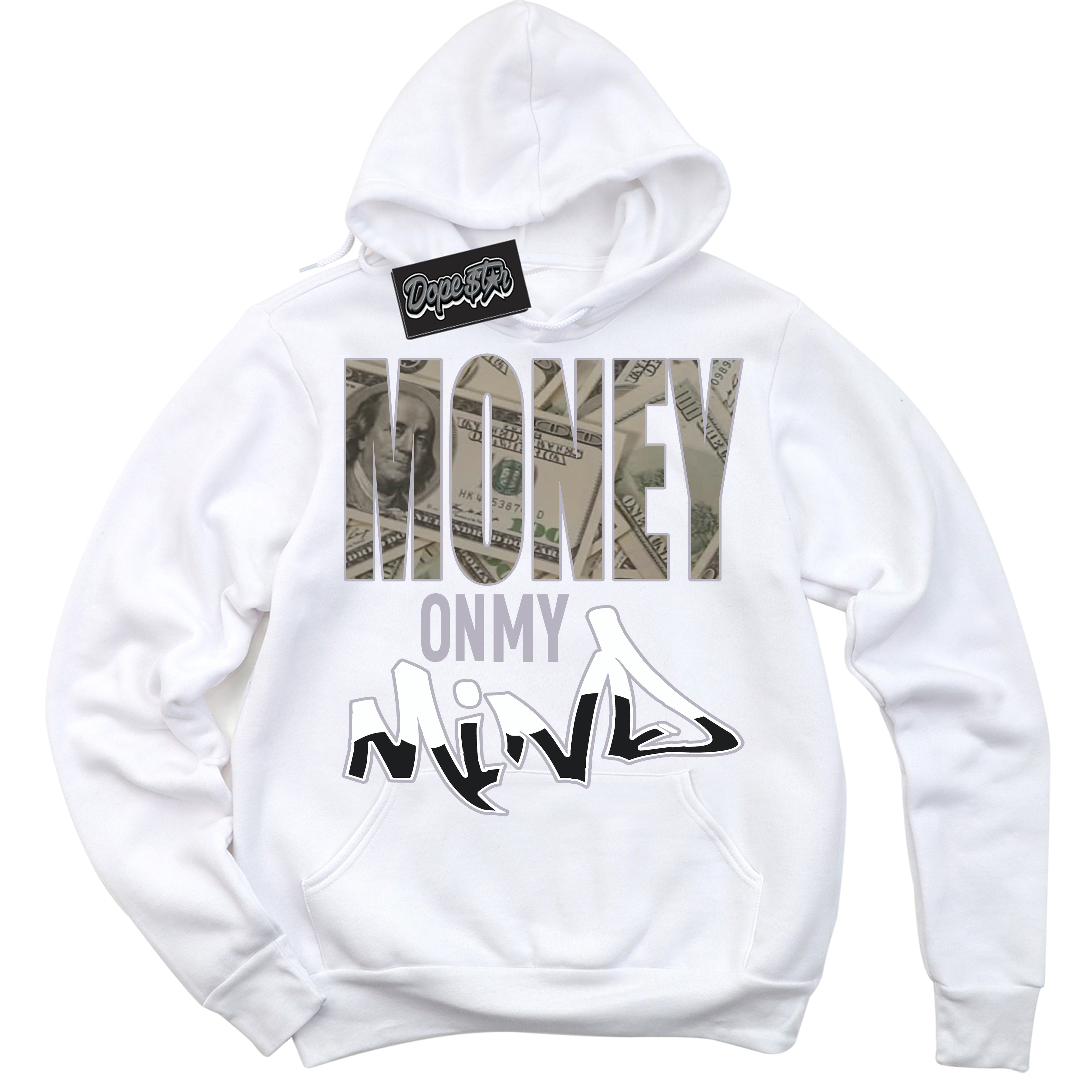 Cool White Hoodie with “ Money On My Mind ”  design that Perfectly Matches OG Barons 1s Jordans.