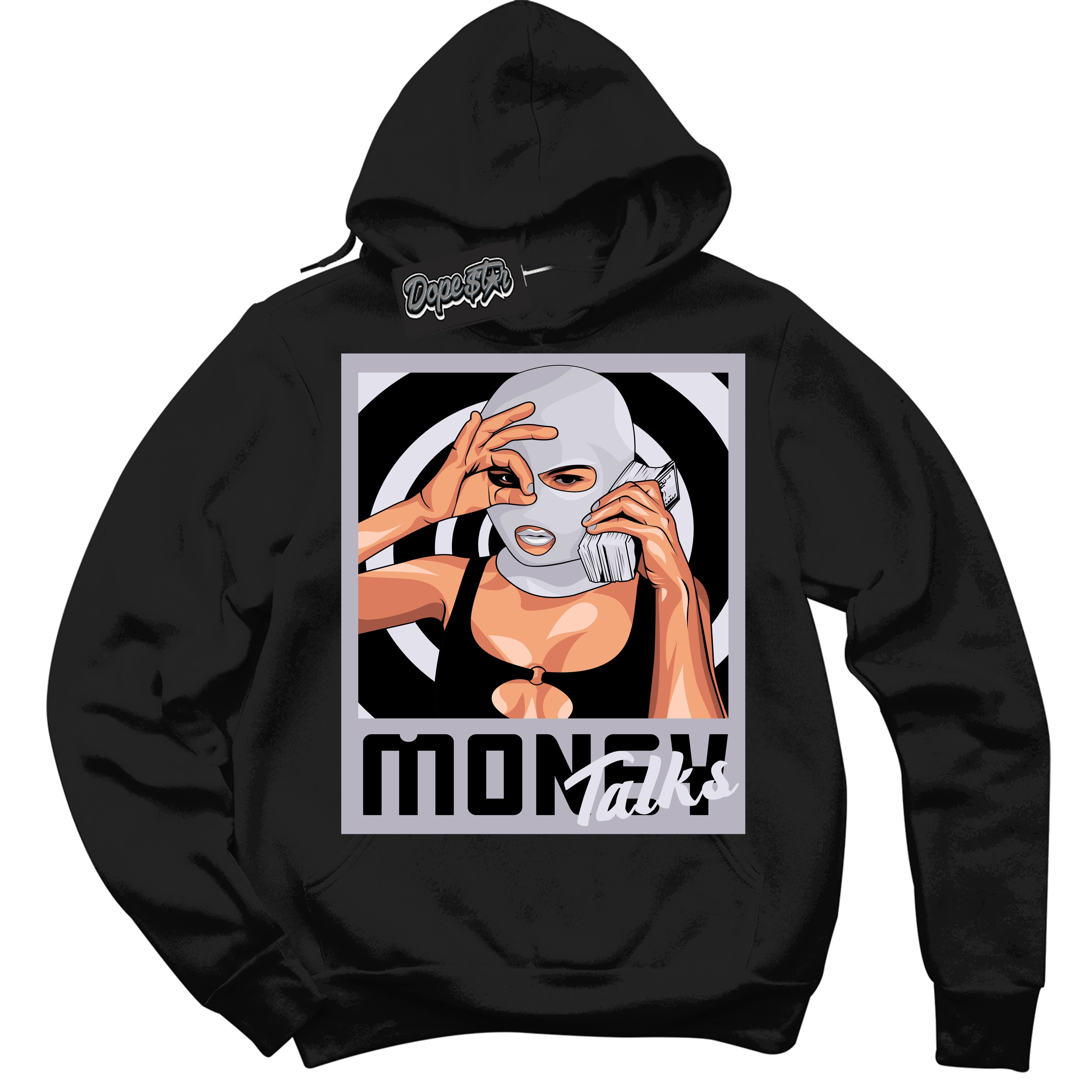 Cool Black Hoodie with “ Money Talks ”  design that Perfectly Matches OG Barons 1s Jordans.