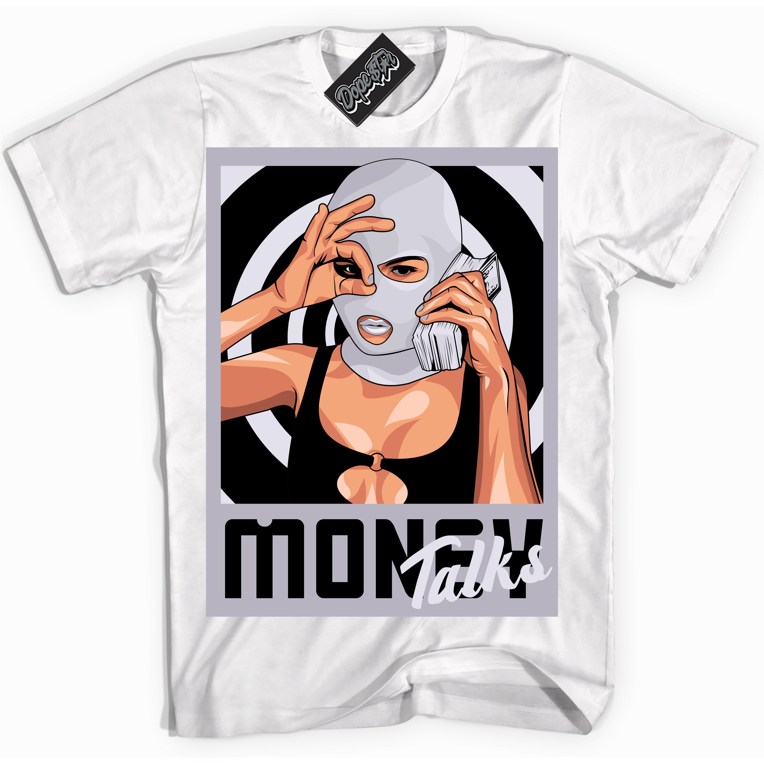 Cool White Shirt with “ Money Talks ” design that perfectly matches OG Barons 1s Jordans.