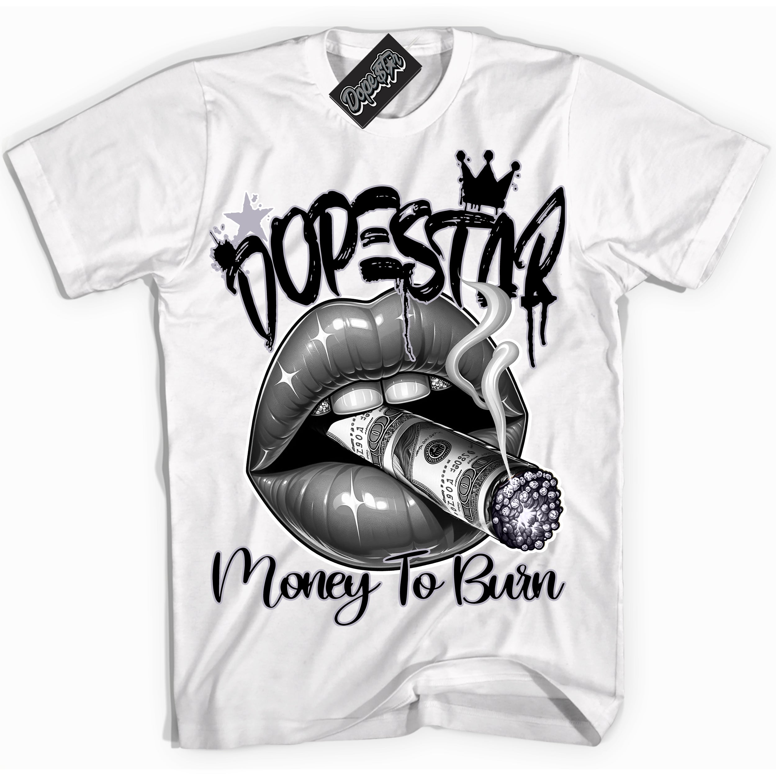 Cool White Shirt with “ Money To Burn ” design that perfectly matches OG Barons 1s Jordans.