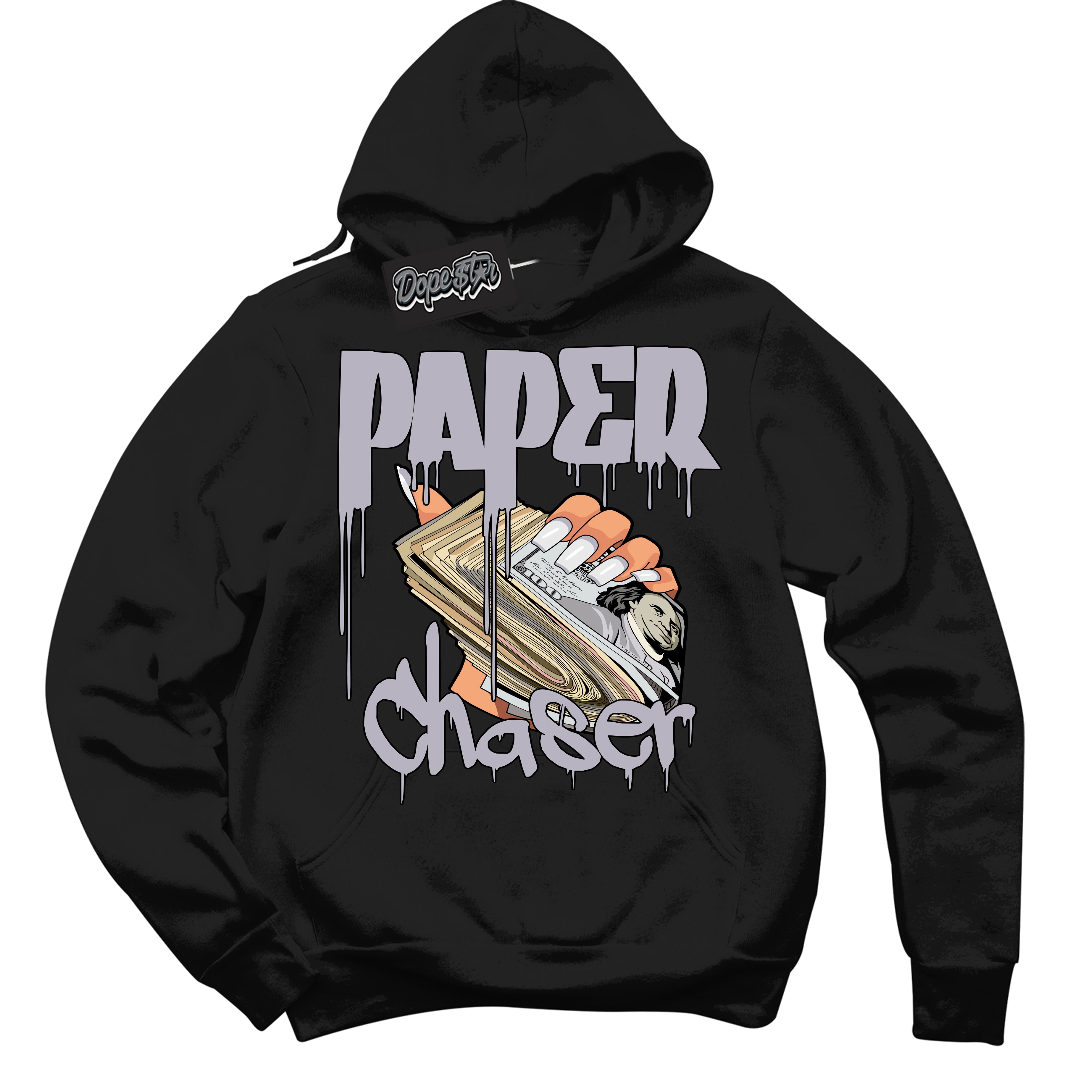 Cool Black Hoodie with “ Paper Chaser ”  design that Perfectly Matches OG Barons 1s Jordans.