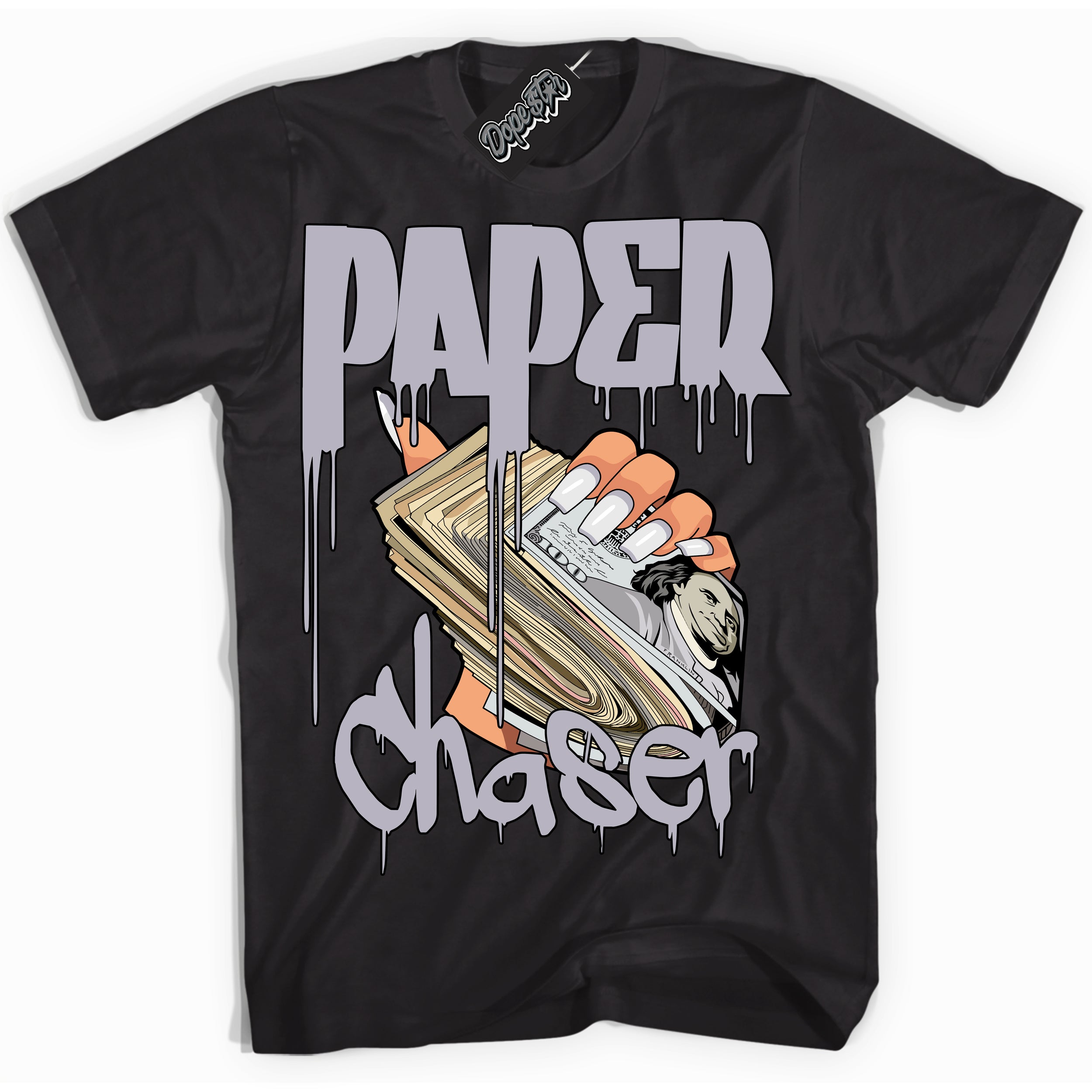 Cool Black Shirt with “ Paper Chaser ” design that perfectly matches OG Barons 1s Jordans.