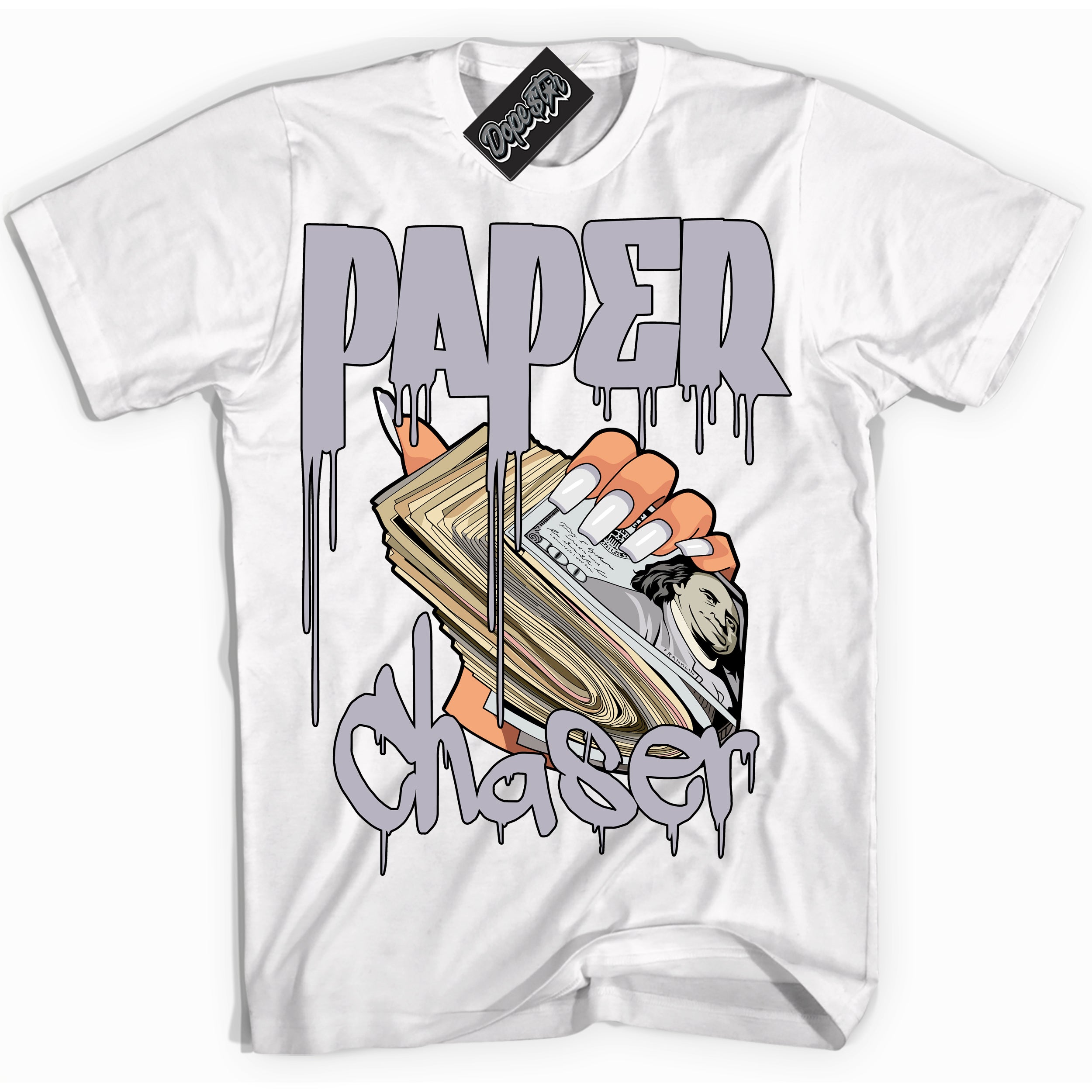 Cool White Shirt with “ Paper Chaser ” design that perfectly matches OG Barons 1s Jordans.