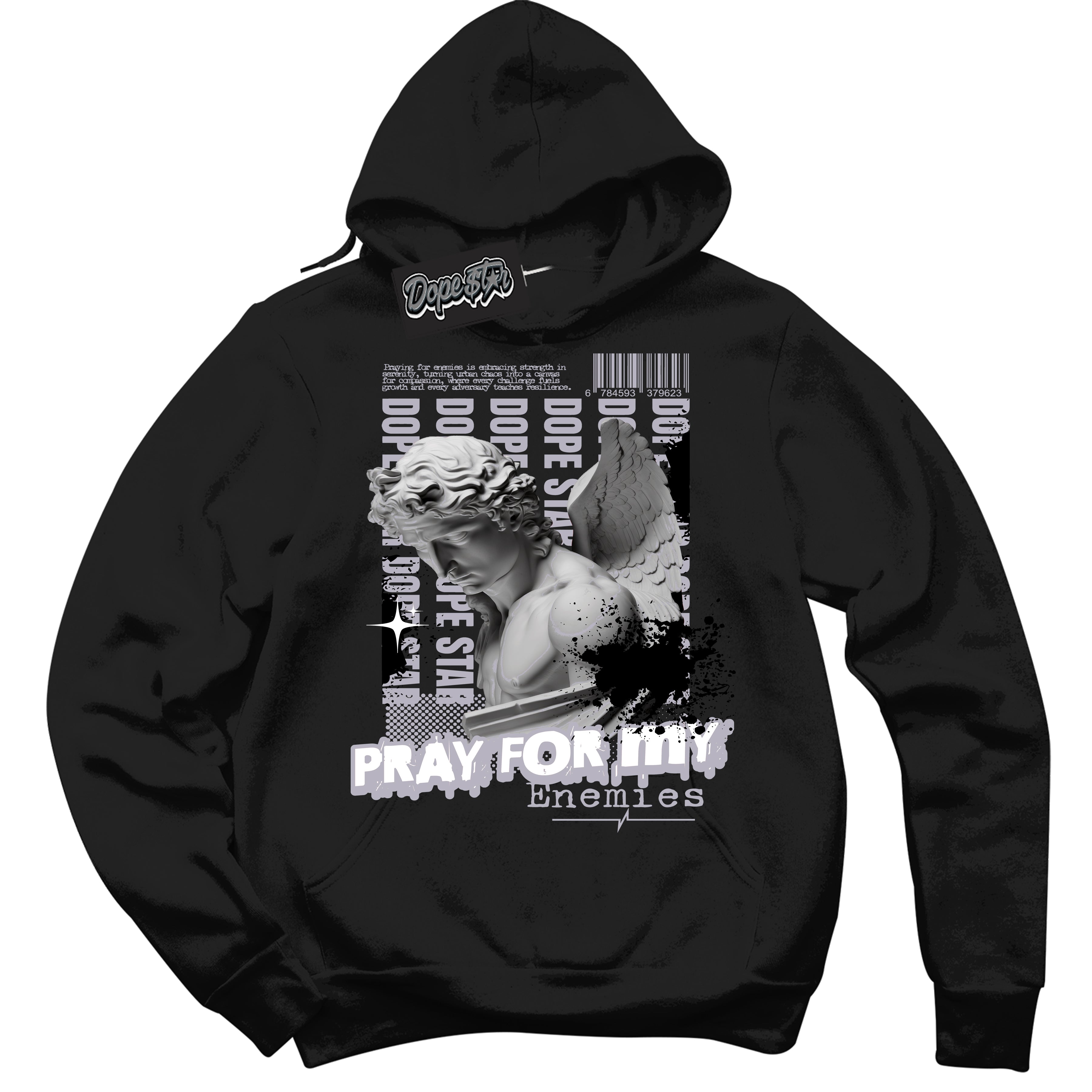Cool Black Hoodie with “ Pray Enemies ”  design that Perfectly Matches OG Barons 1s Jordans.
