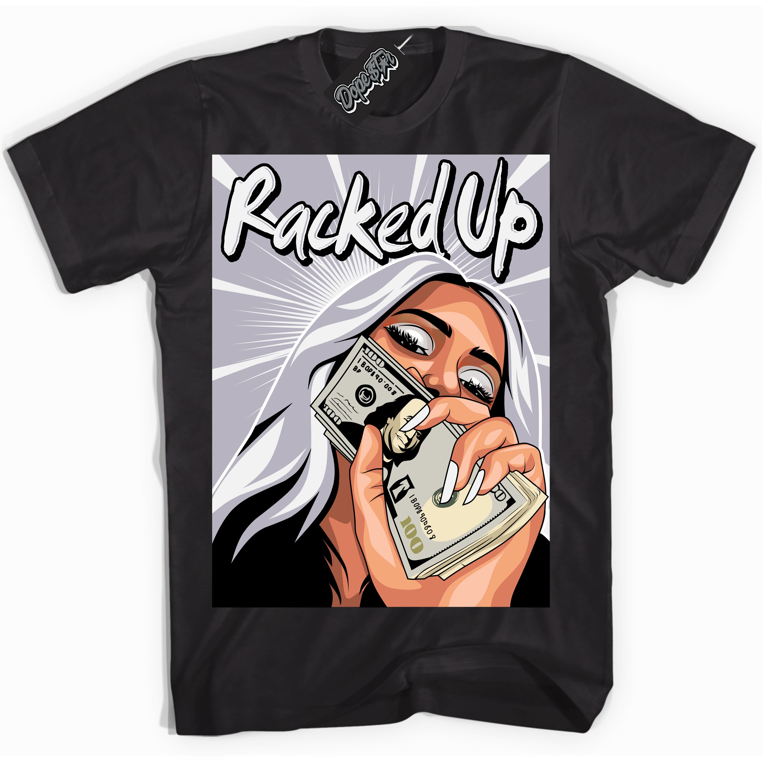 Cool Black Shirt with “ Racked Up ” design that perfectly matches OG Barons 1s Jordans.