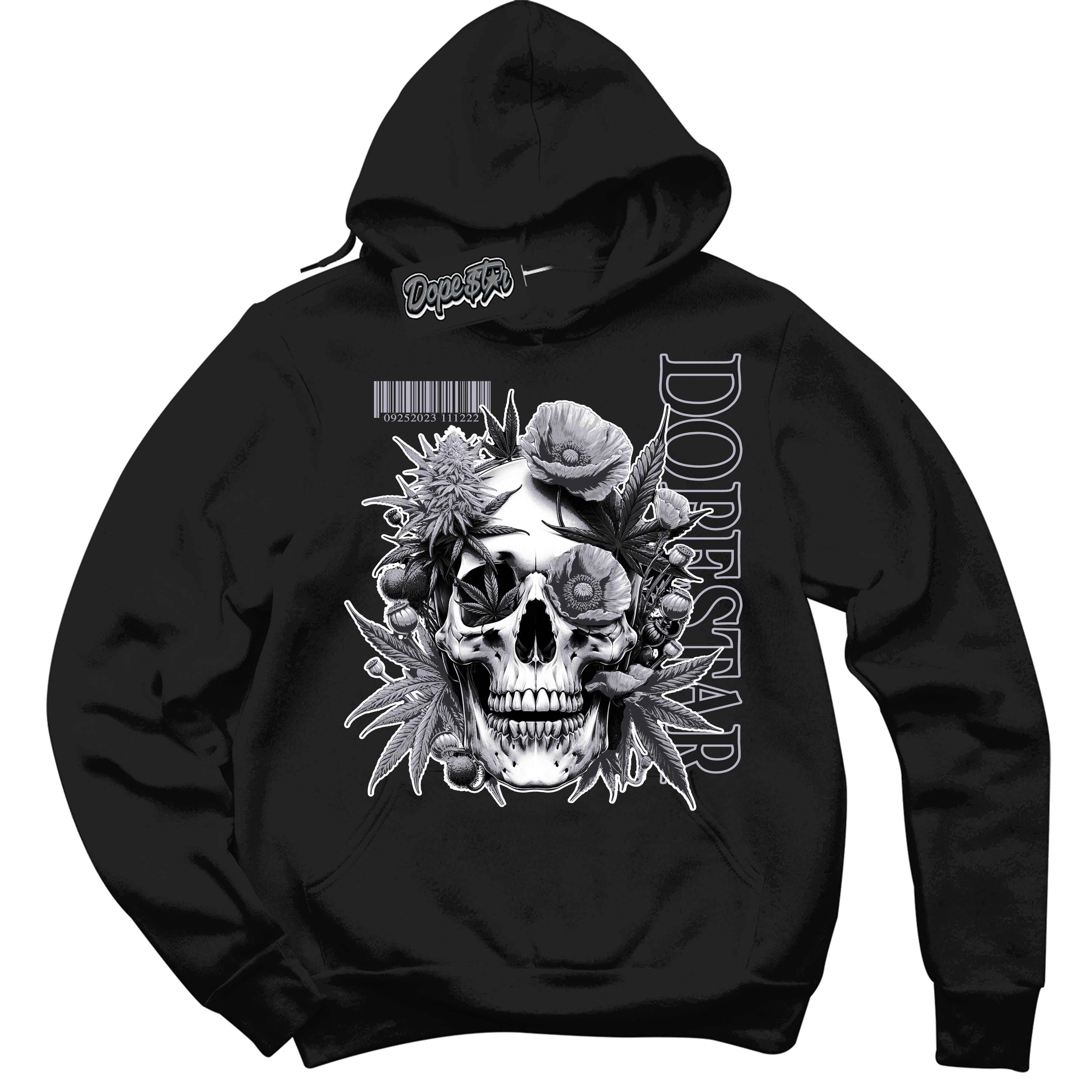 Cool Black Hoodie with “ Skull Poppies ”  design that Perfectly Matches OG Barons 1s Jordans.