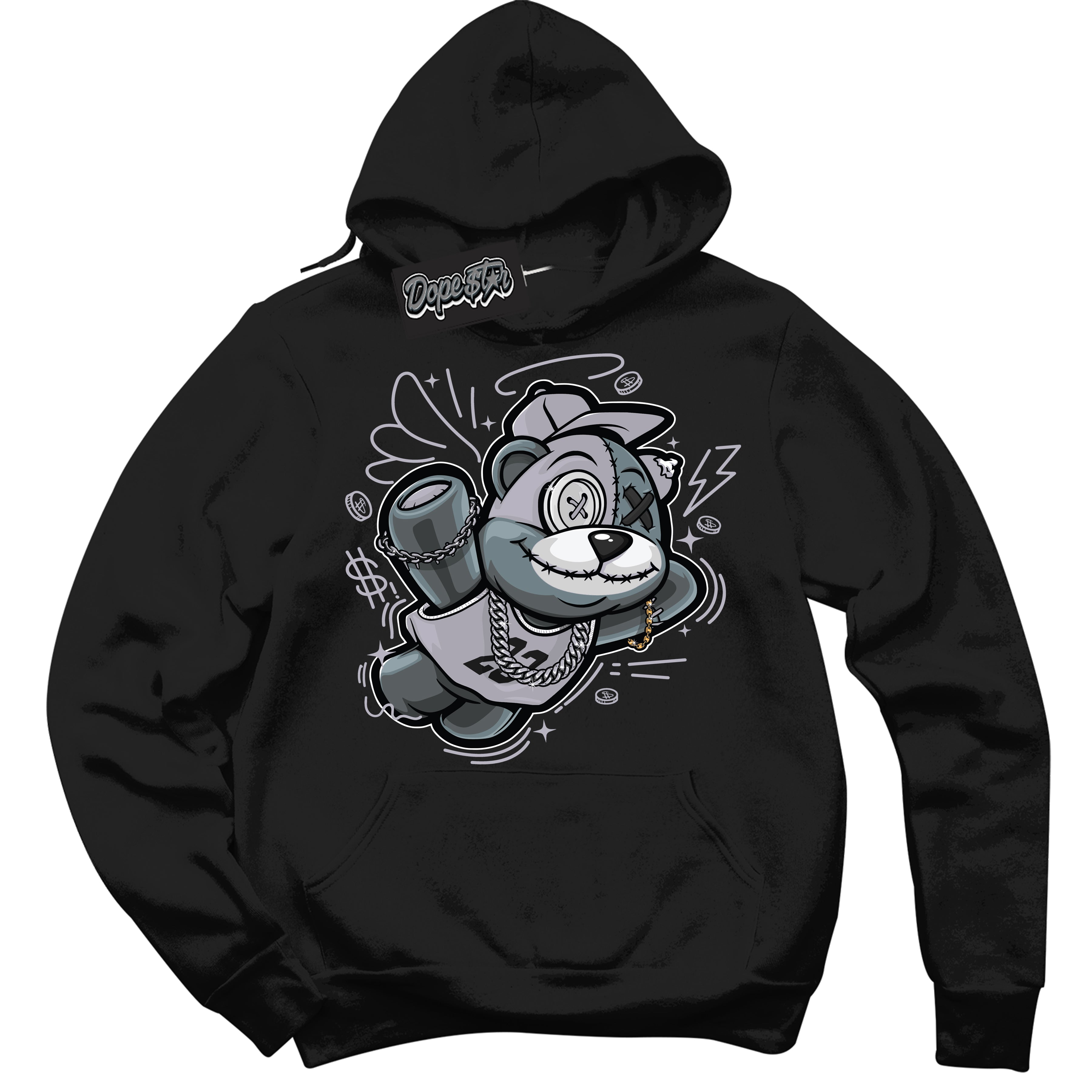 Cool Black Hoodie with “ Slam Dunk Bear ”  design that Perfectly Matches OG Barons 1s Jordans.
