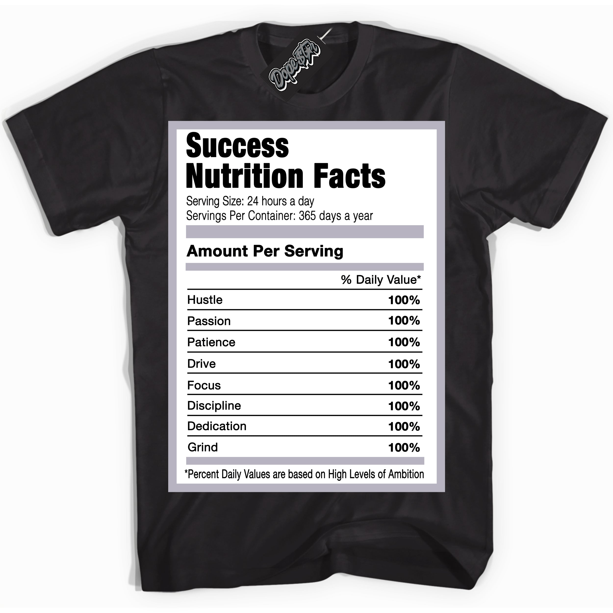 Cool Black Shirt with “ Success Nutrition ” design that perfectly matches OG Barons 1s Jordans.