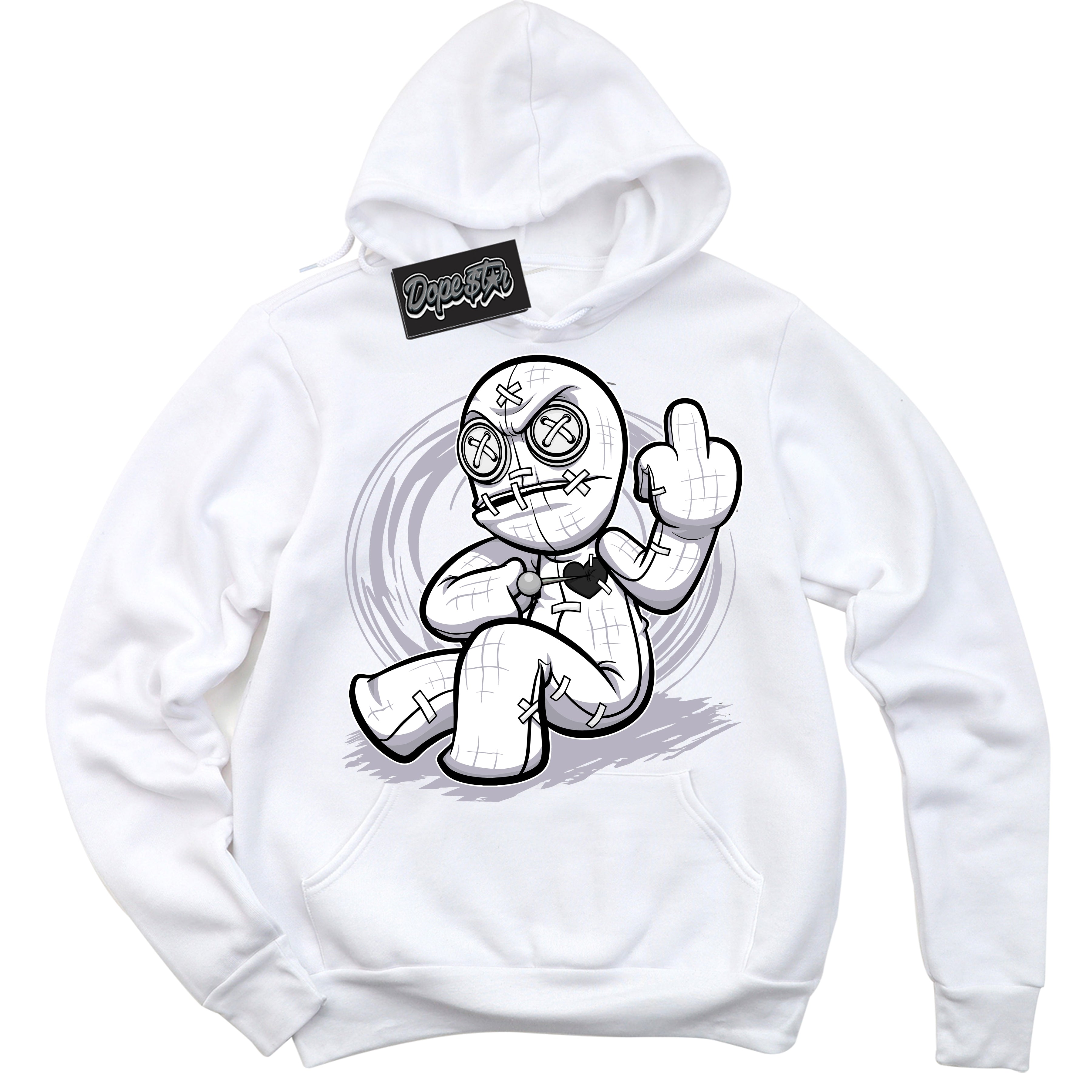 Cool White Hoodie with “ Voodoo Doll ”  design that Perfectly Matches OG Barons 1s Jordans.