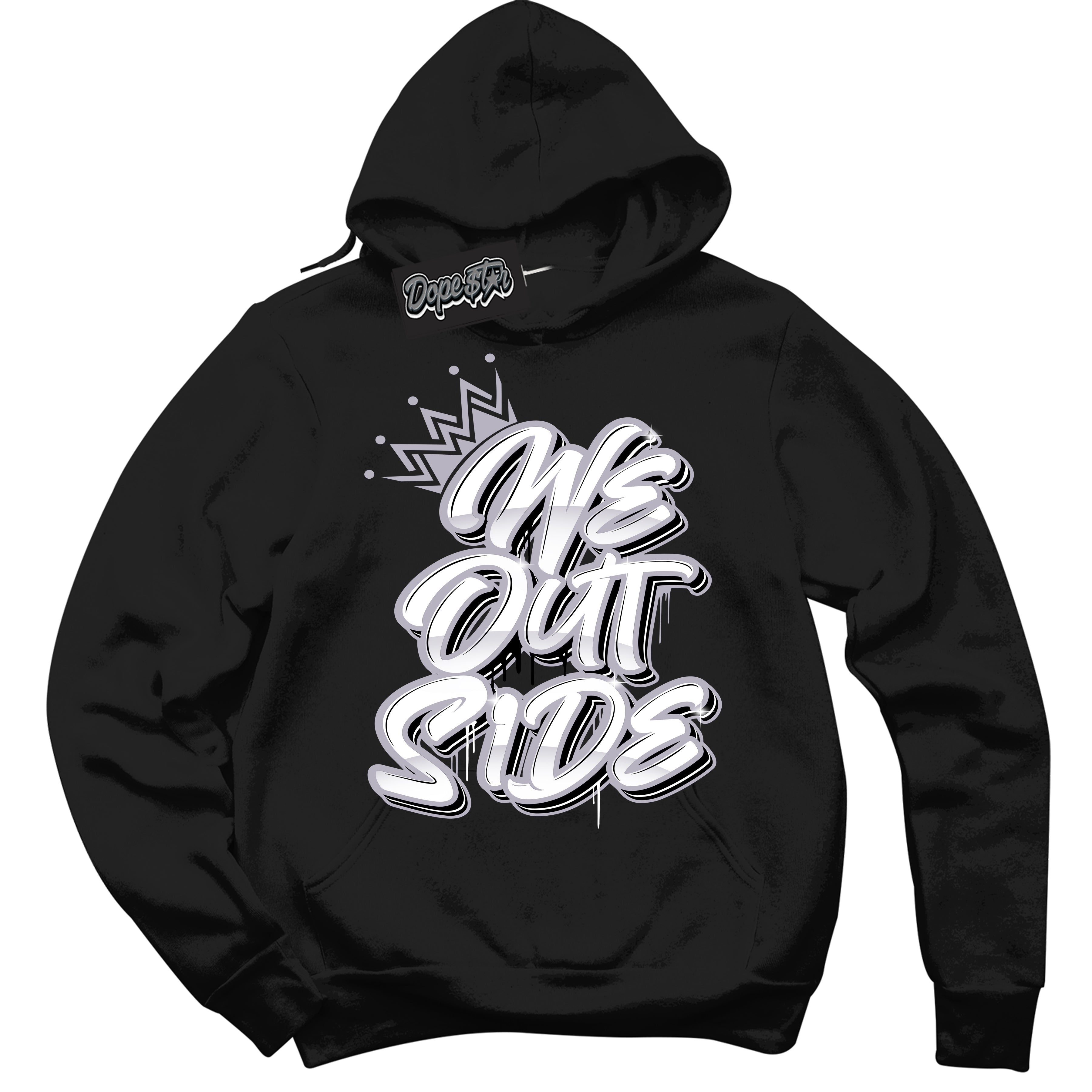 Cool Black Hoodie with “ We Outside ”  design that Perfectly Matches OG Barons 1s Jordans.