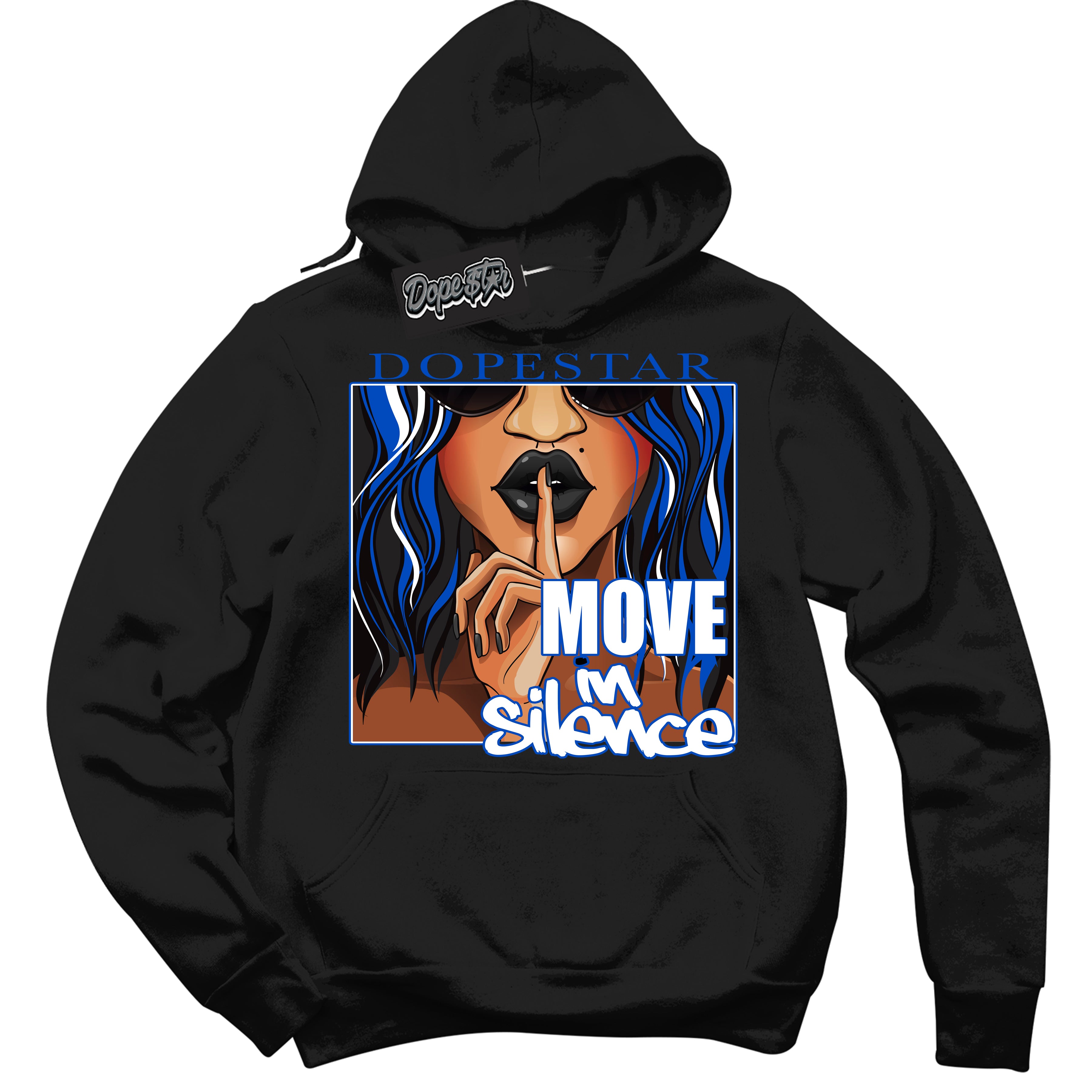 Cool Black Hoodie with “ Move In Silence ”  design that Perfectly Matches Quai 54 1s Sneakers.