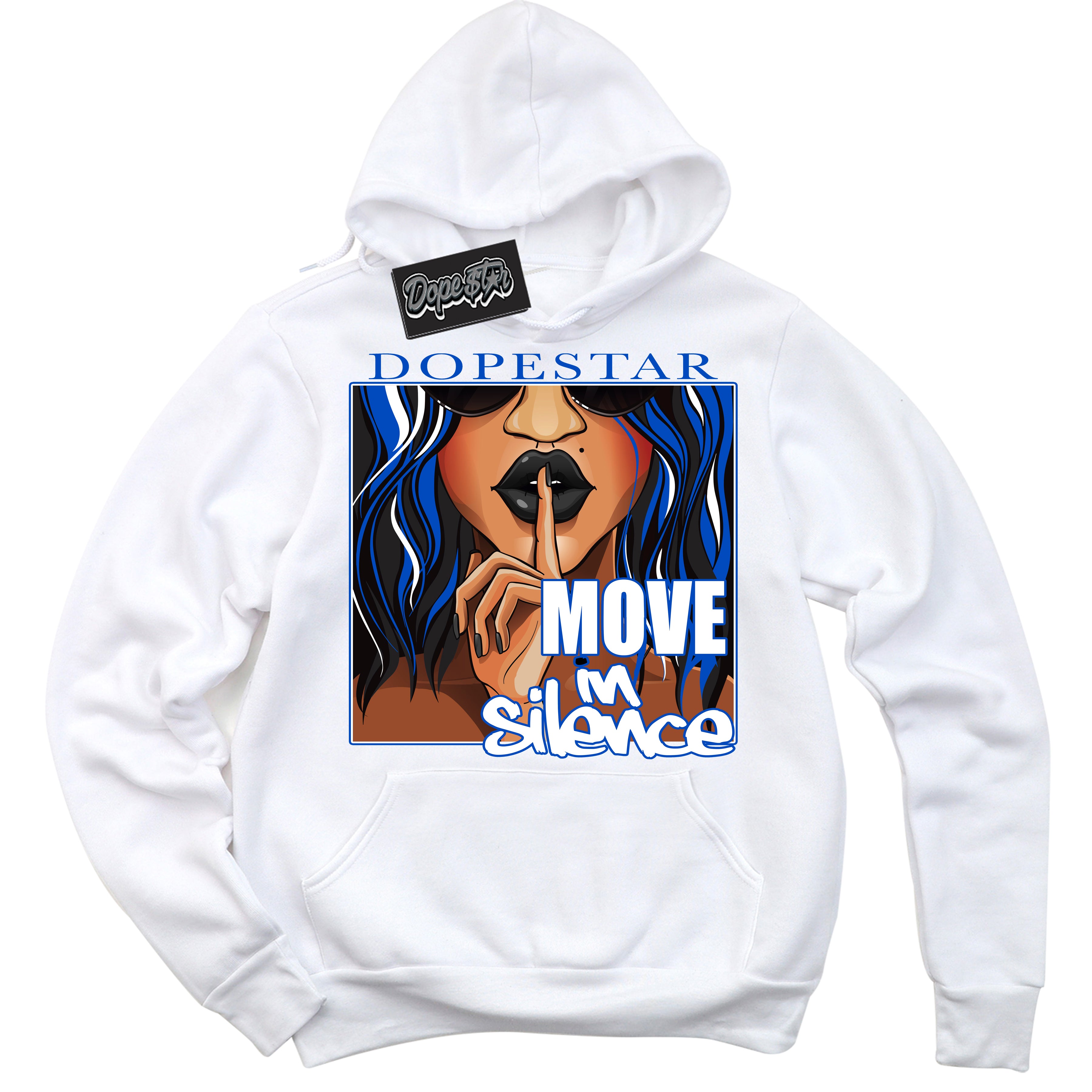 Cool White Hoodie with “ Move In Silence ”  design that Perfectly Matches Quai 54 1s Sneakers.