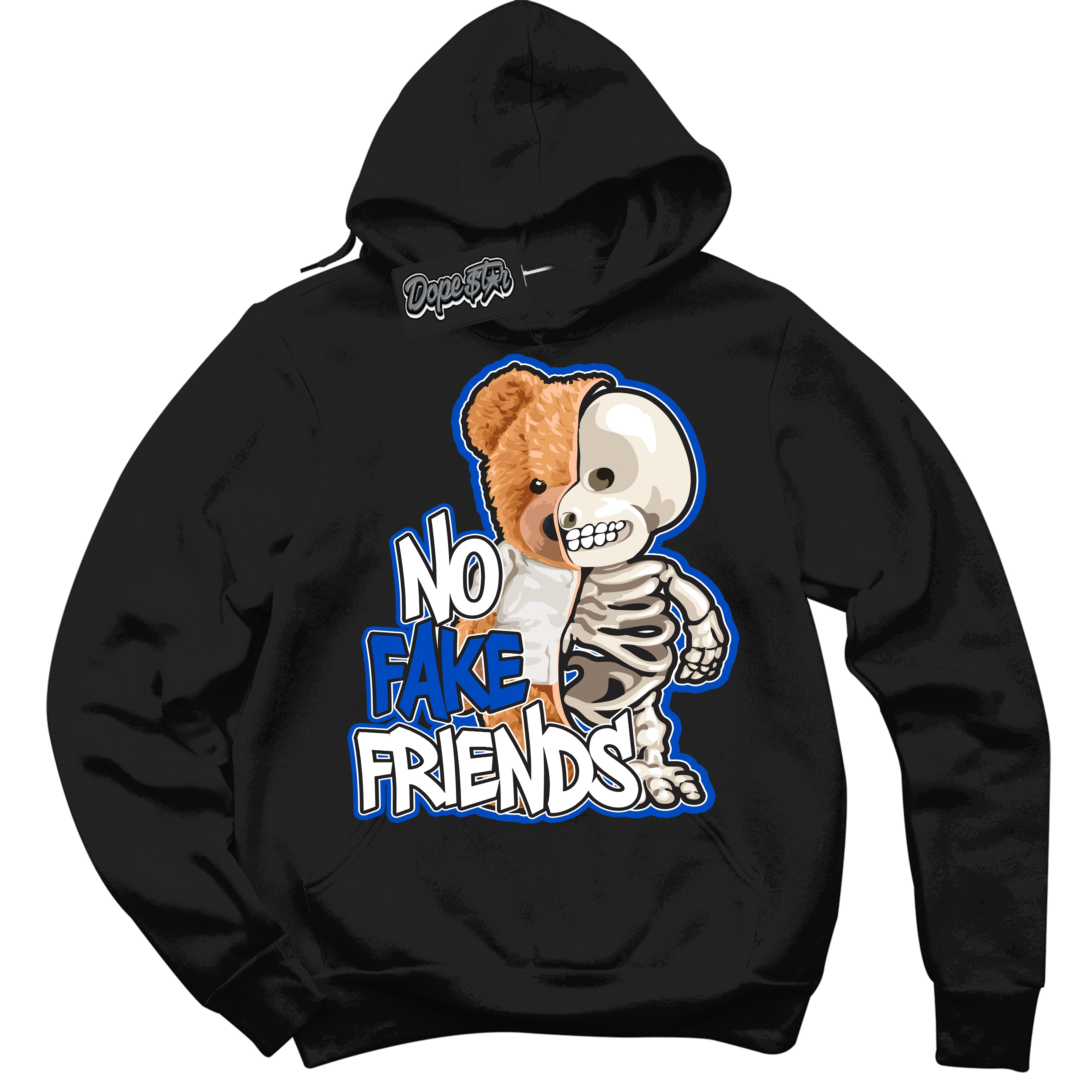 Cool Black Hoodie with “ No Fake Friends ”  design that Perfectly Matches Quai 54 1s Sneakers.