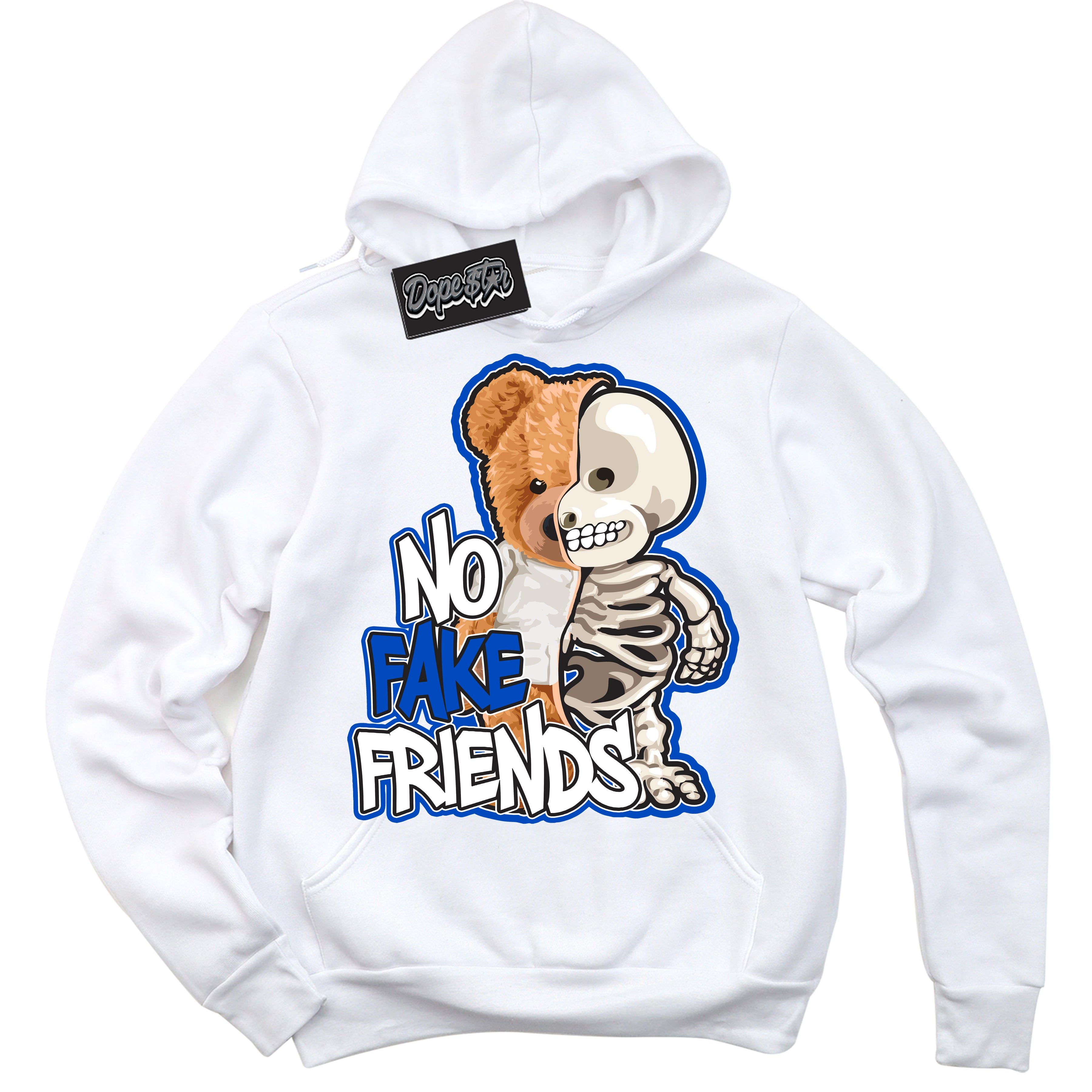 Cool White Hoodie with “ No Fake Friends ”  design that Perfectly Matches Quai 54 1s Sneakers.