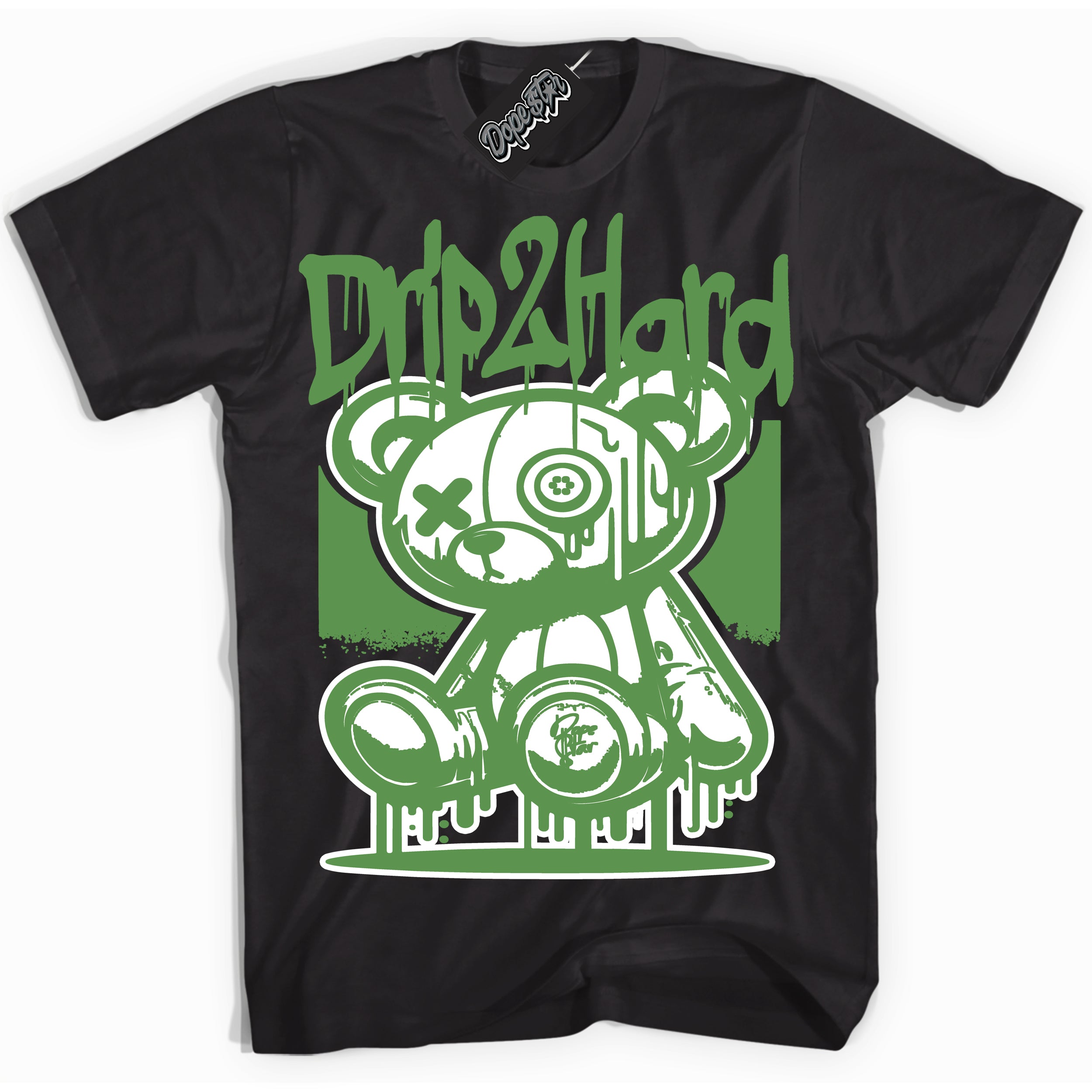 Cool Black Shirt with “ Drip 2 Hard ” design that perfectly matches Chlorophyll 1s Jordans.