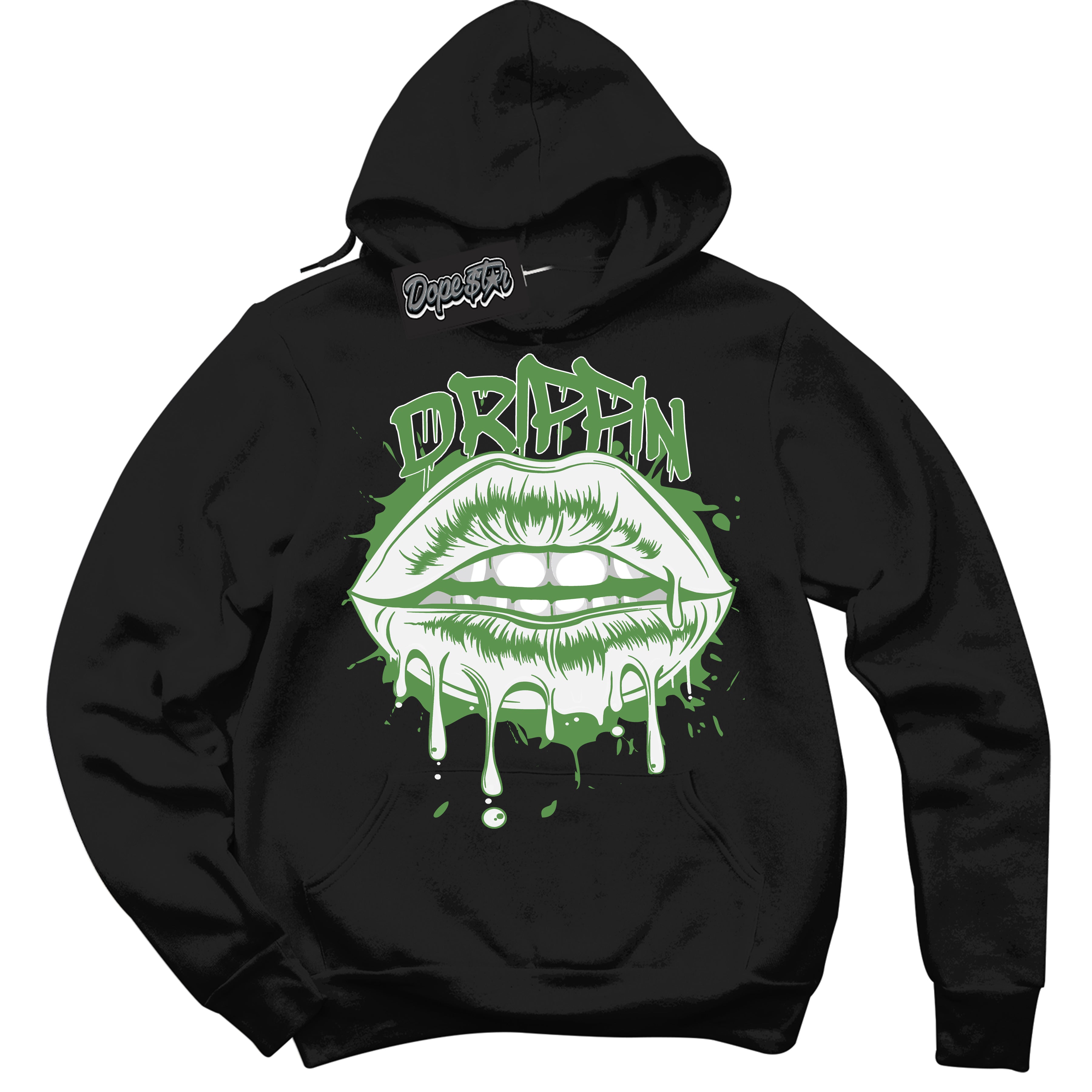 Cool Black Hoodie with “ Drippin ”  design that Perfectly Matches Chlorophyll 1s Jordans.