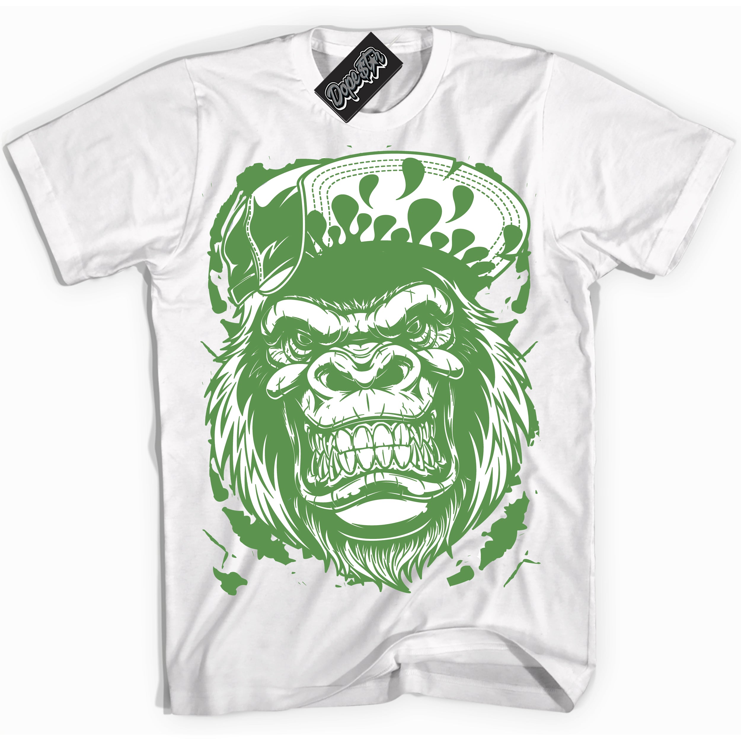 Cool White Shirt with “ Gorilla Beast ” design that perfectly matches Chlorophyll 1s Jordans.