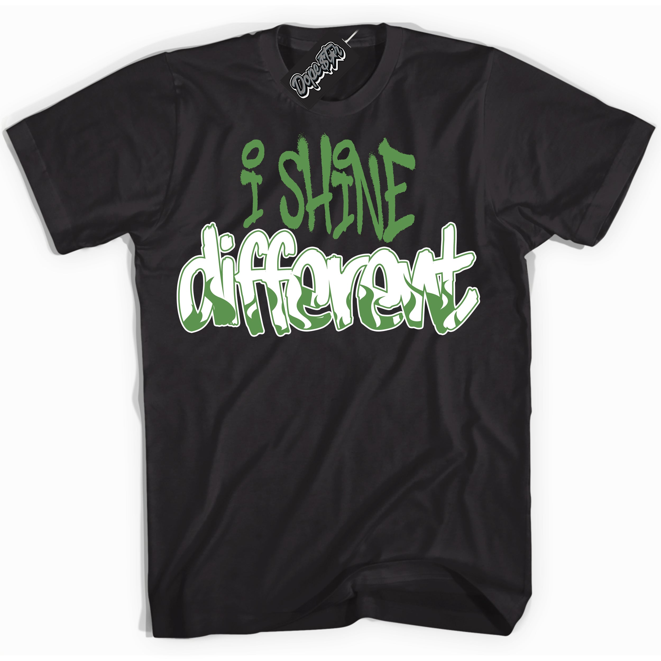 Cool Black Shirt with “ I Shine Different ” design that perfectly matches Chlorophyll 1s Jordans.