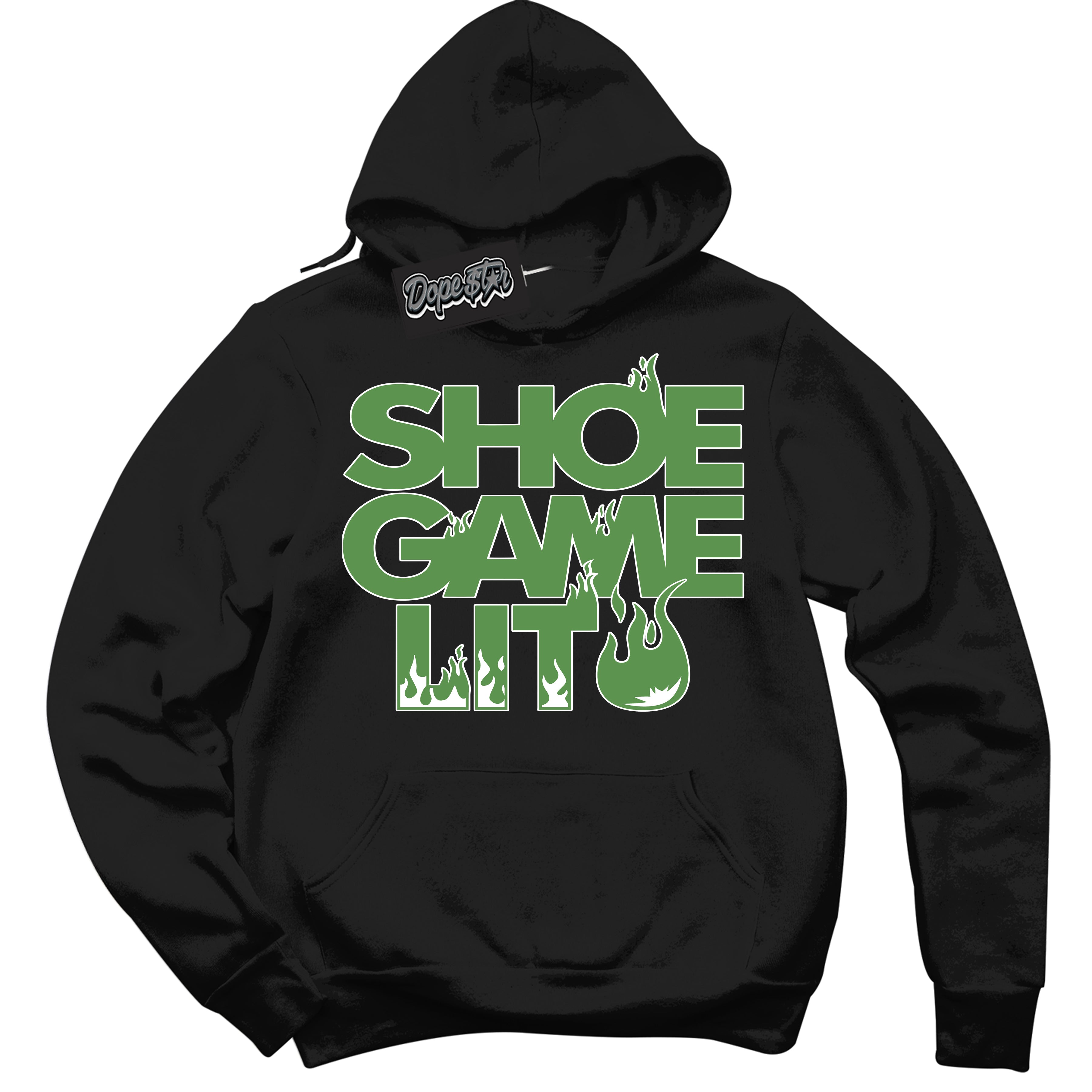 Cool Black Hoodie with “ Shoe Game Lit ”  design that Perfectly Matches Chlorophyll 1s Jordans.
