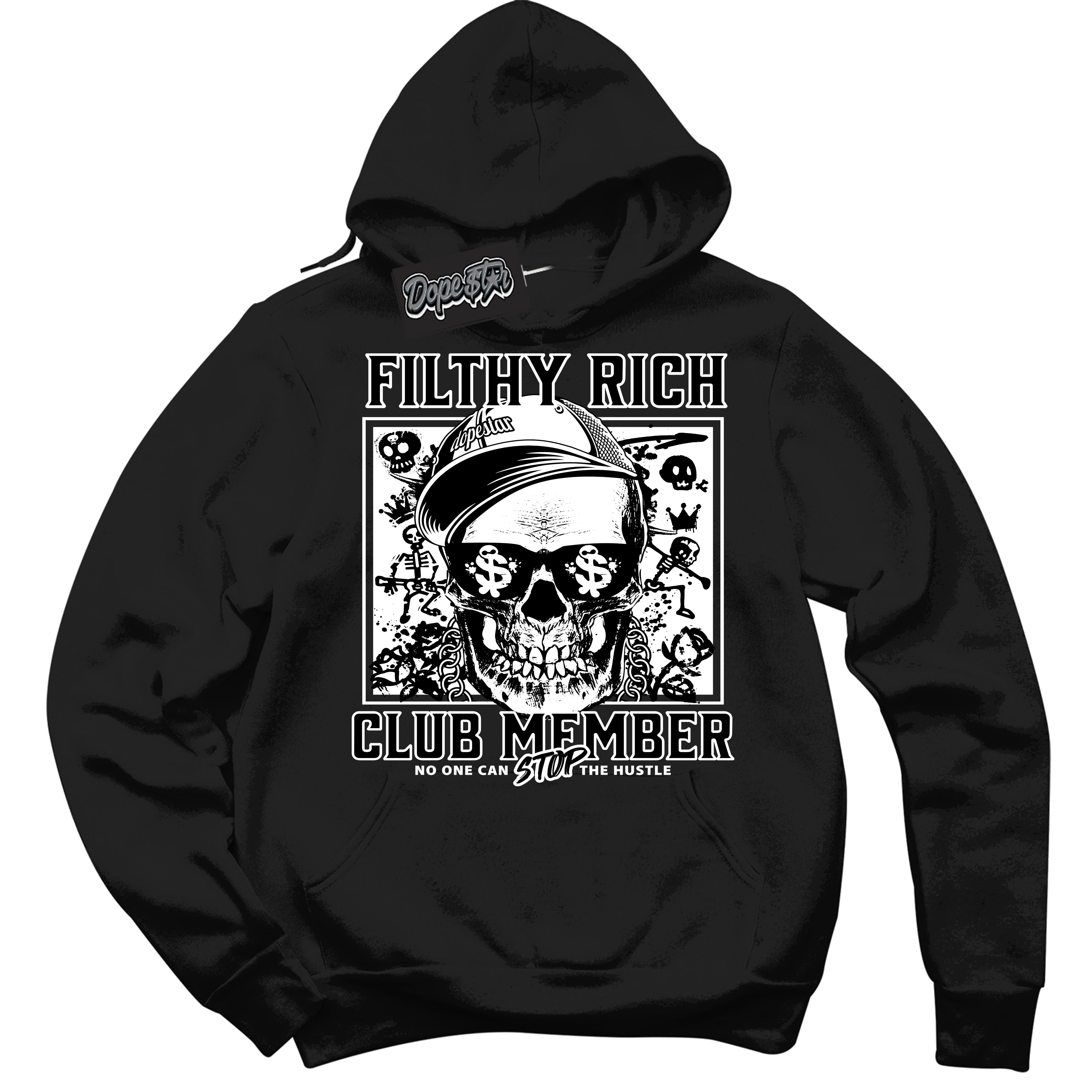 AJ1 Mid Off Noir Toe ‘Filthy Rich’ – Black Streetwear Hoodie | Sneaker Matching sweatshirt for AJ1 Mid Off Noir Toe | Men's and Women's Streetwear Graphic Hoodie by Sneaker Shirts Outlet.