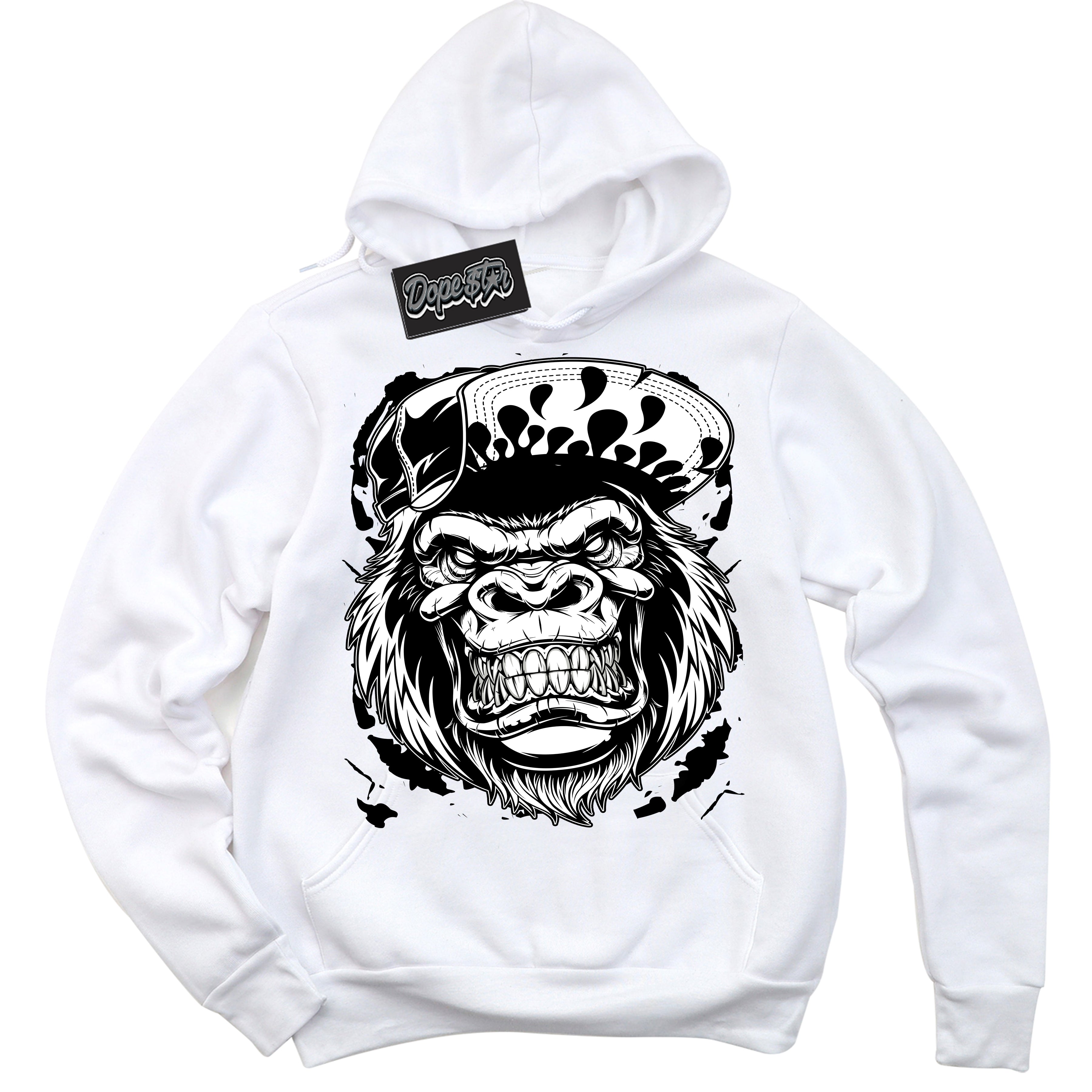 AJ1 Mid Off Noir Toe ‘Gorilla Beast’ – White Streetwear Hoodie | Sneaker Matching sweatshirt for AJ1 Mid Off Noir Toe | Men's and Women's Streetwear Graphic Hoodie by Sneaker Shirts Outlet.