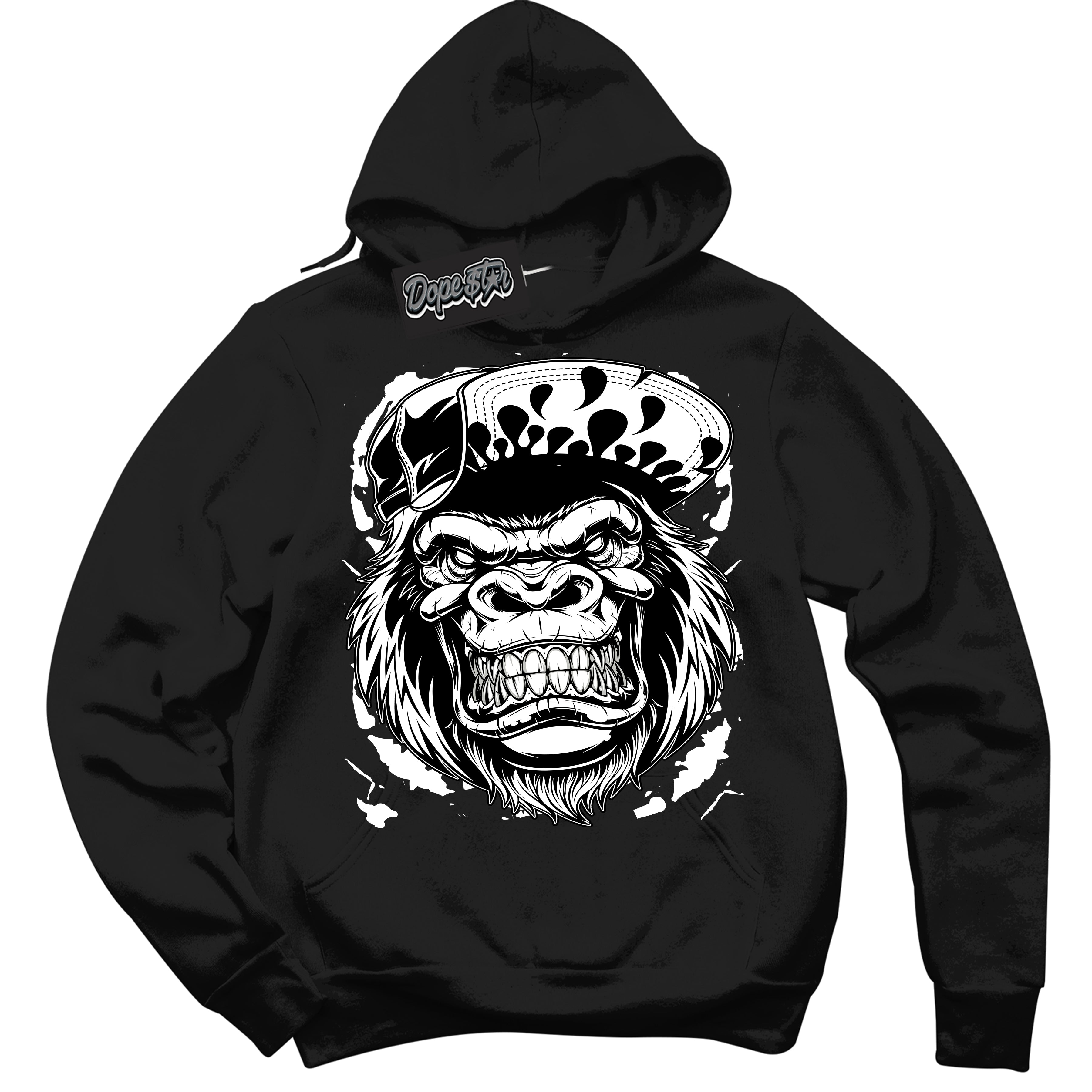 AJ1 Mid Off Noir Toe ‘Gorilla Beast’ – Black Streetwear Hoodie | Sneaker Matching sweatshirt for AJ1 Mid Off Noir Toe | Men's and Women's Streetwear Graphic Hoodie by Sneaker Shirts Outlet.