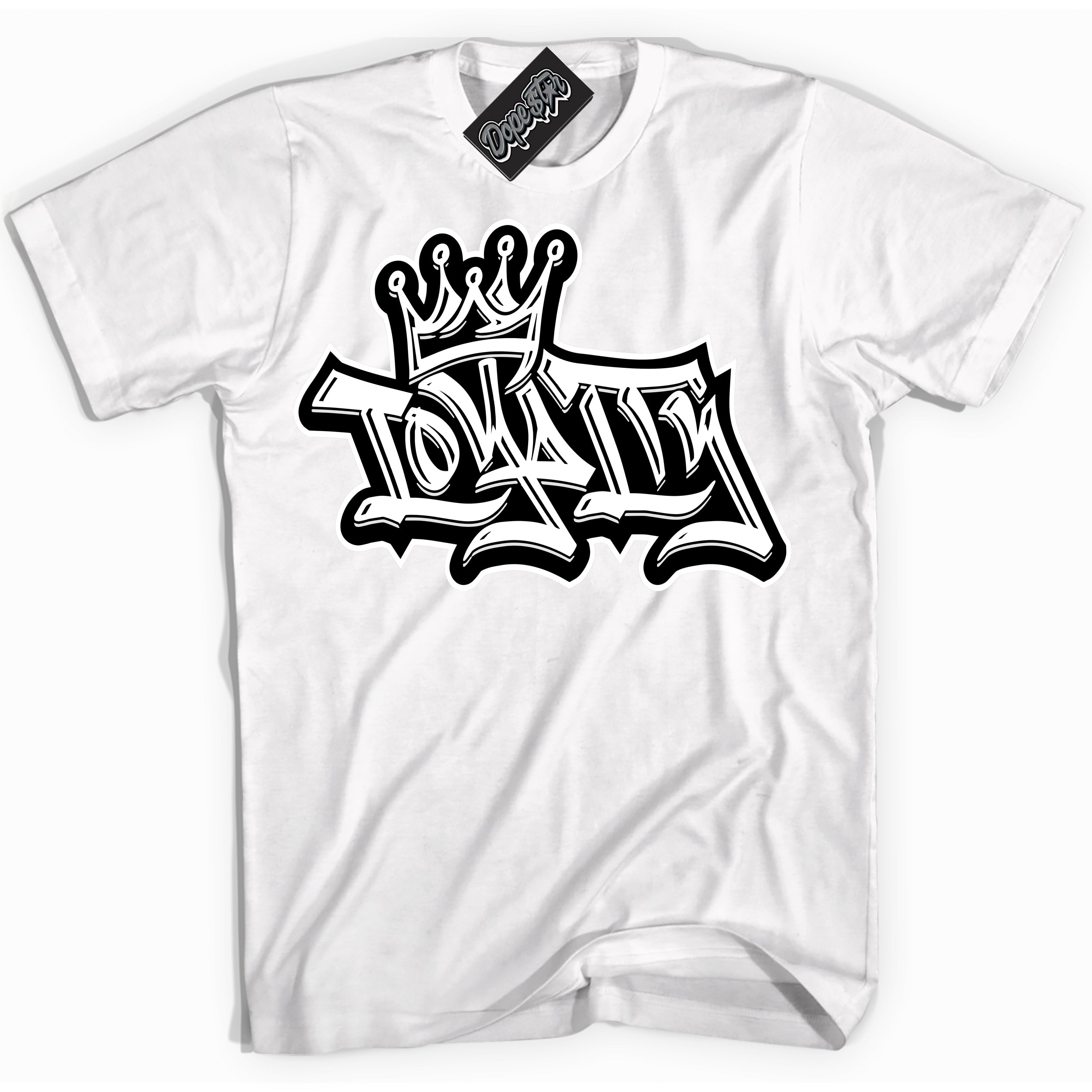 AJ1 Mid Off Noir Toe ‘Loyalty Crown’ – White Streetwear T-Shirt | Sneaker Matching shirt for AJ1 Mid Off Noir Toe | Men's and Women's Streetwear Graphic Tee by Sneaker Shirts Outlet.