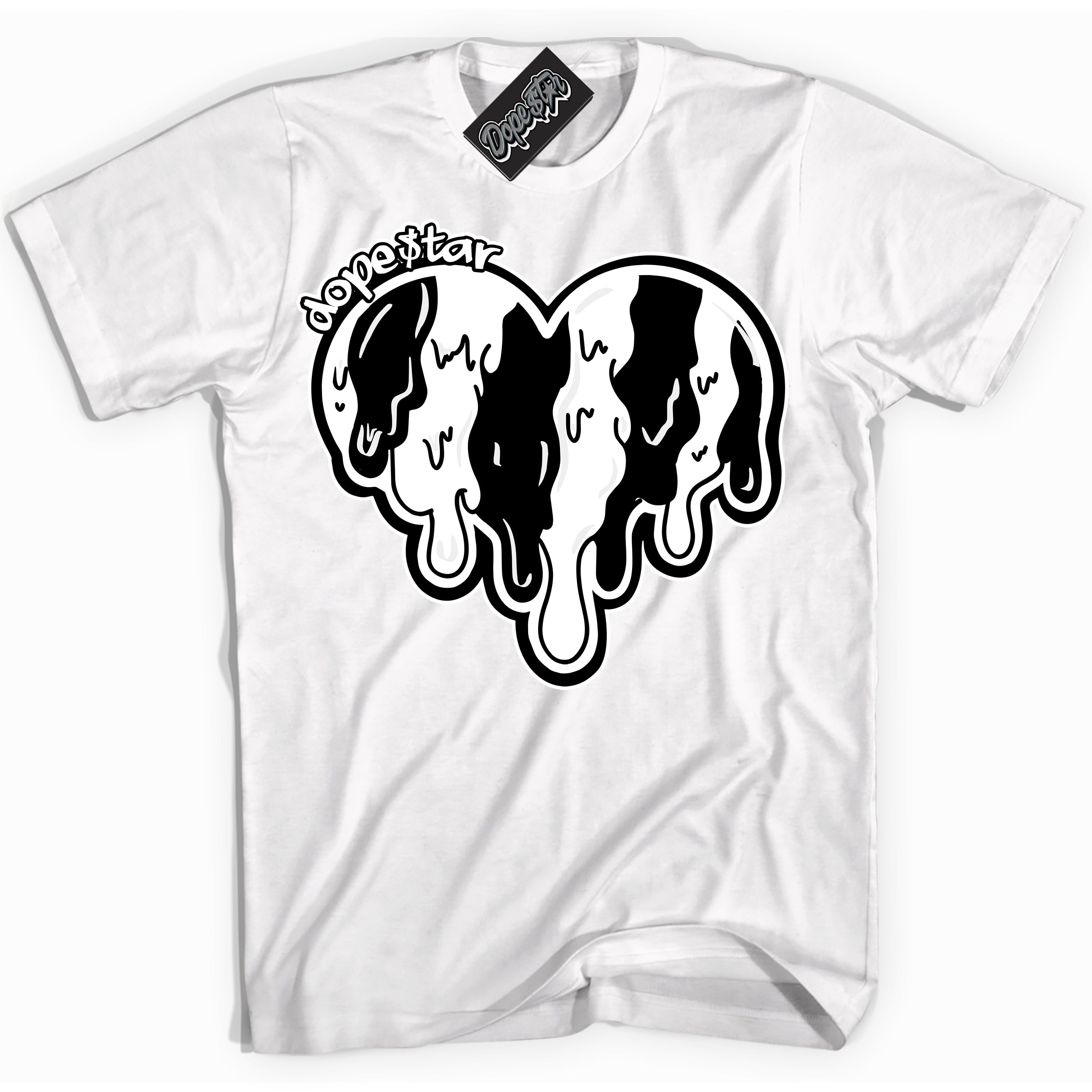 AJ1 Mid Off Noir Toe ‘Melting Heart’ – White Streetwear T-Shirt | Sneaker Matching shirt for AJ1 Mid Off Noir Toe | Men's and Women's Streetwear Graphic Tee by Sneaker Shirts Outlet.