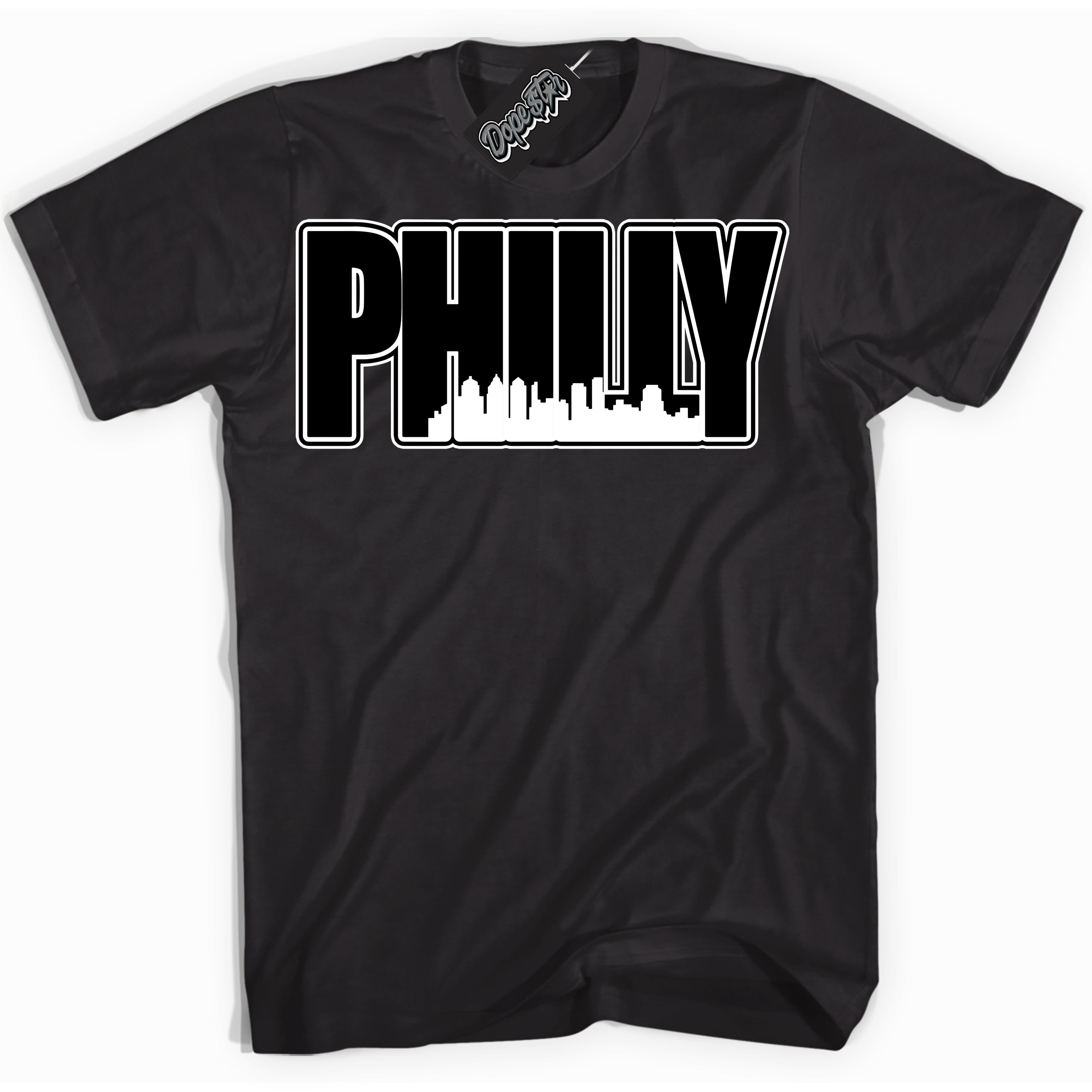 AJ1 Mid Off Noir Toe ‘Philly’ – Black Streetwear T-Shirt | Sneaker Matching shirt for AJ1 Mid Off Noir Toe | Men's and Women's Streetwear Graphic Tee by Sneaker Shirts Outlet.