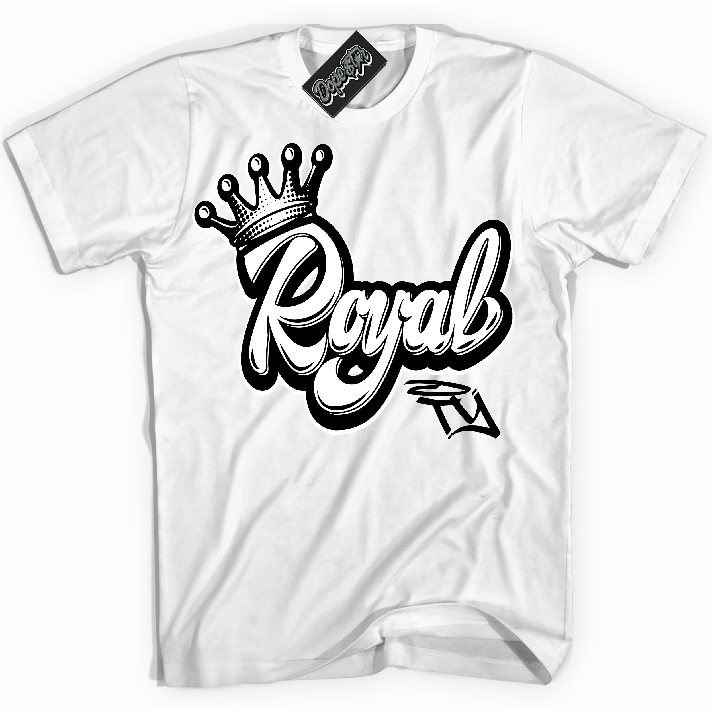 AJ1 Mid Off Noir Toe ‘Royalty’ – White Streetwear T-Shirt | Sneaker Matching shirt for AJ1 Mid Off Noir Toe | Men's and Women's Streetwear Graphic Tee by Sneaker Shirts Outlet.