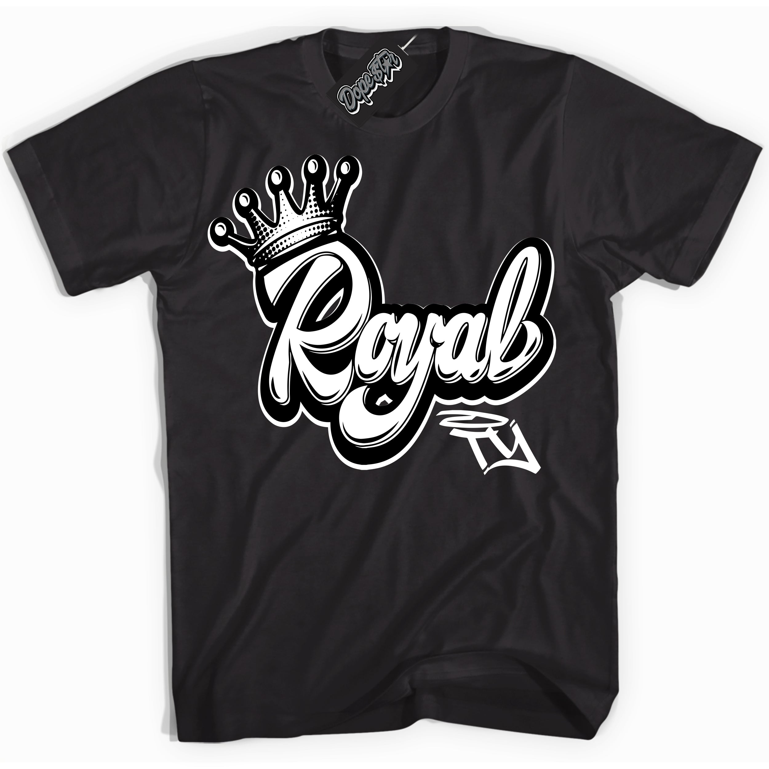 AJ1 Mid Off Noir Toe ‘Royalty’ – Black Streetwear T-Shirt | Sneaker Matching shirt for AJ1 Mid Off Noir Toe | Men's and Women's Streetwear Graphic Tee by Sneaker Shirts Outlet.