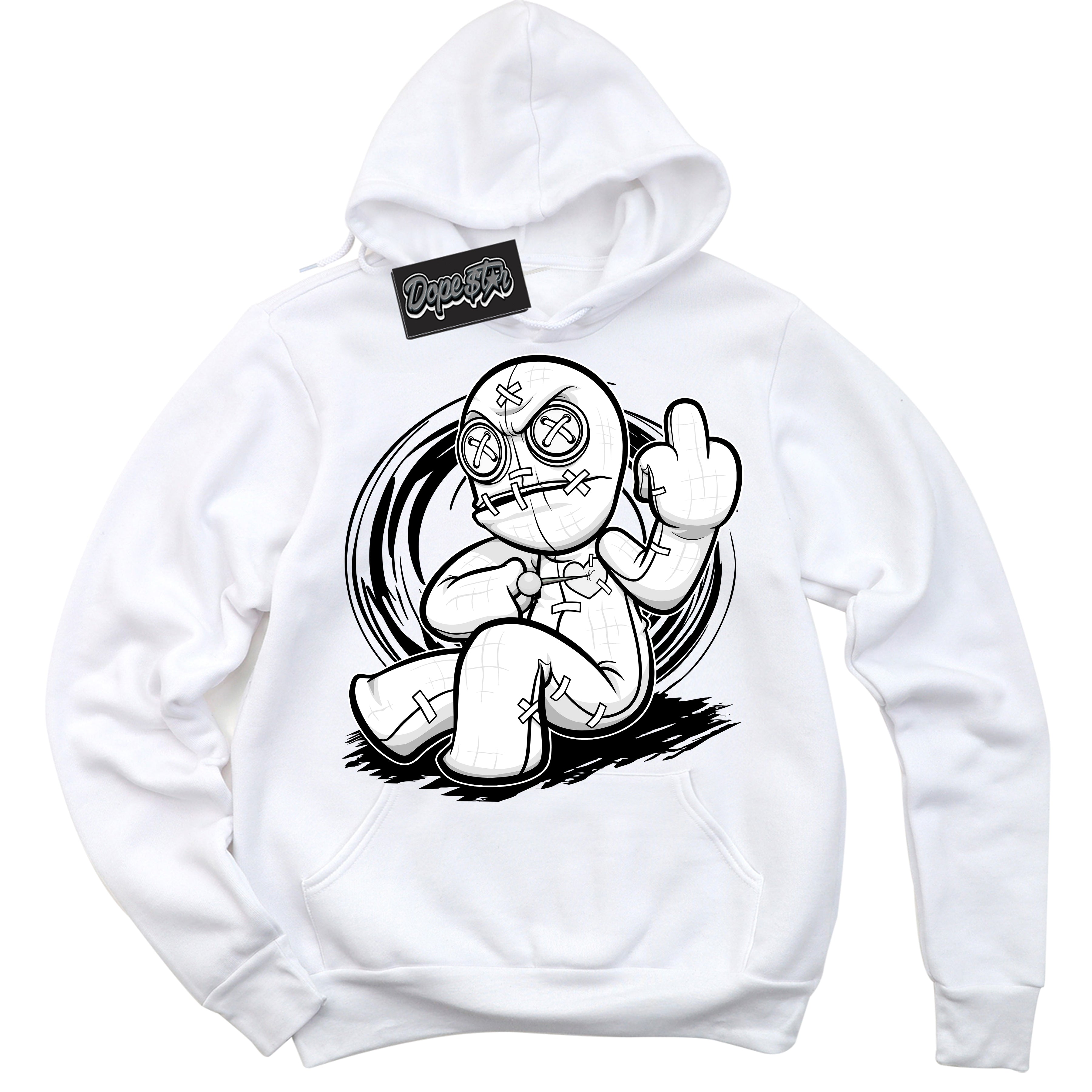 AJ1 Mid Off Noir Toe ‘Voodoo Doll’ – White Streetwear Hoodie | Sneaker Matching sweatshirt for AJ1 Mid Off Noir Toe | Men's and Women's Streetwear Graphic Hoodie by Sneaker Shirts Outlet.