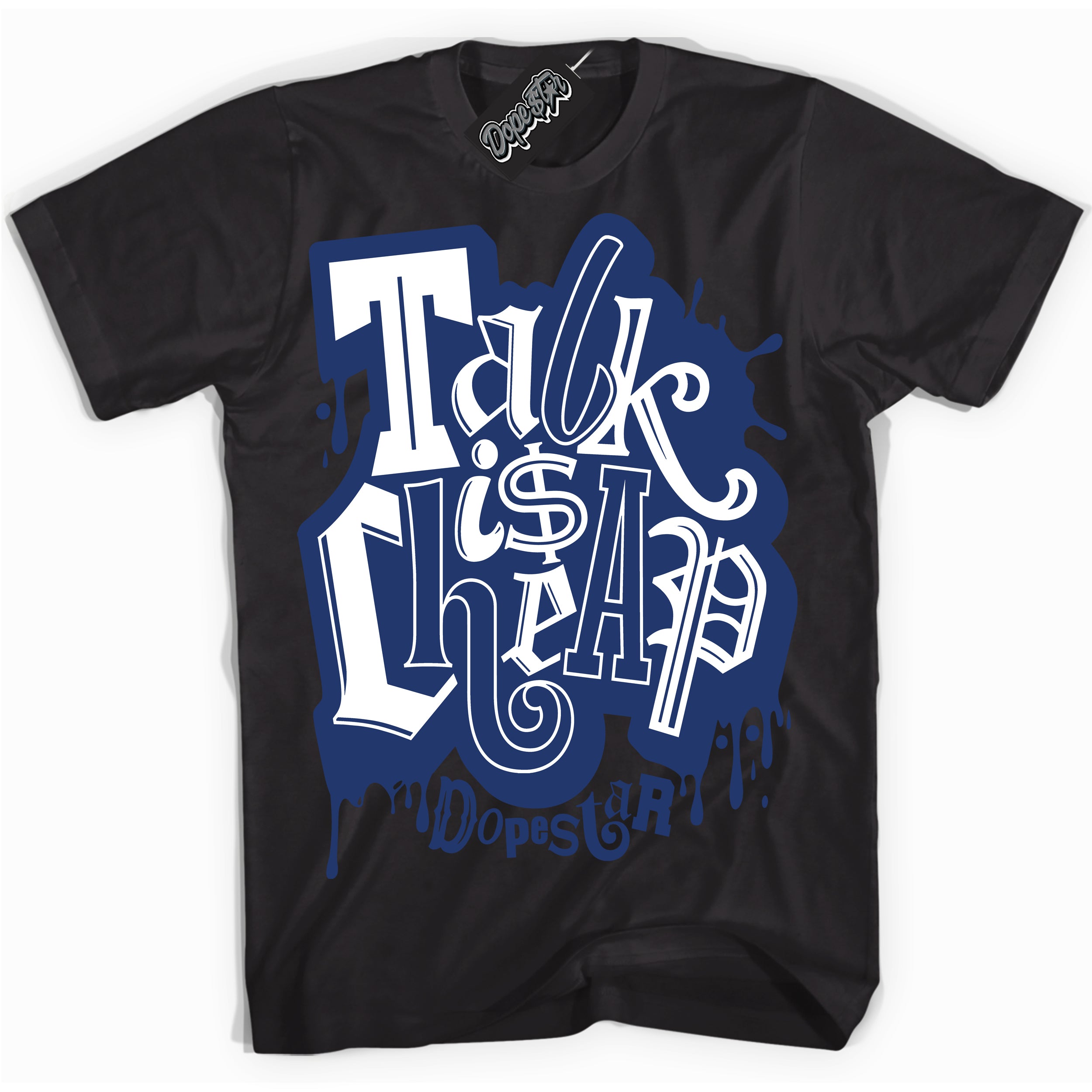 Cool Black Shirt with “ Talk Is Cheap” design that perfectly matches AJKO Kentucky 1s Sneakers.