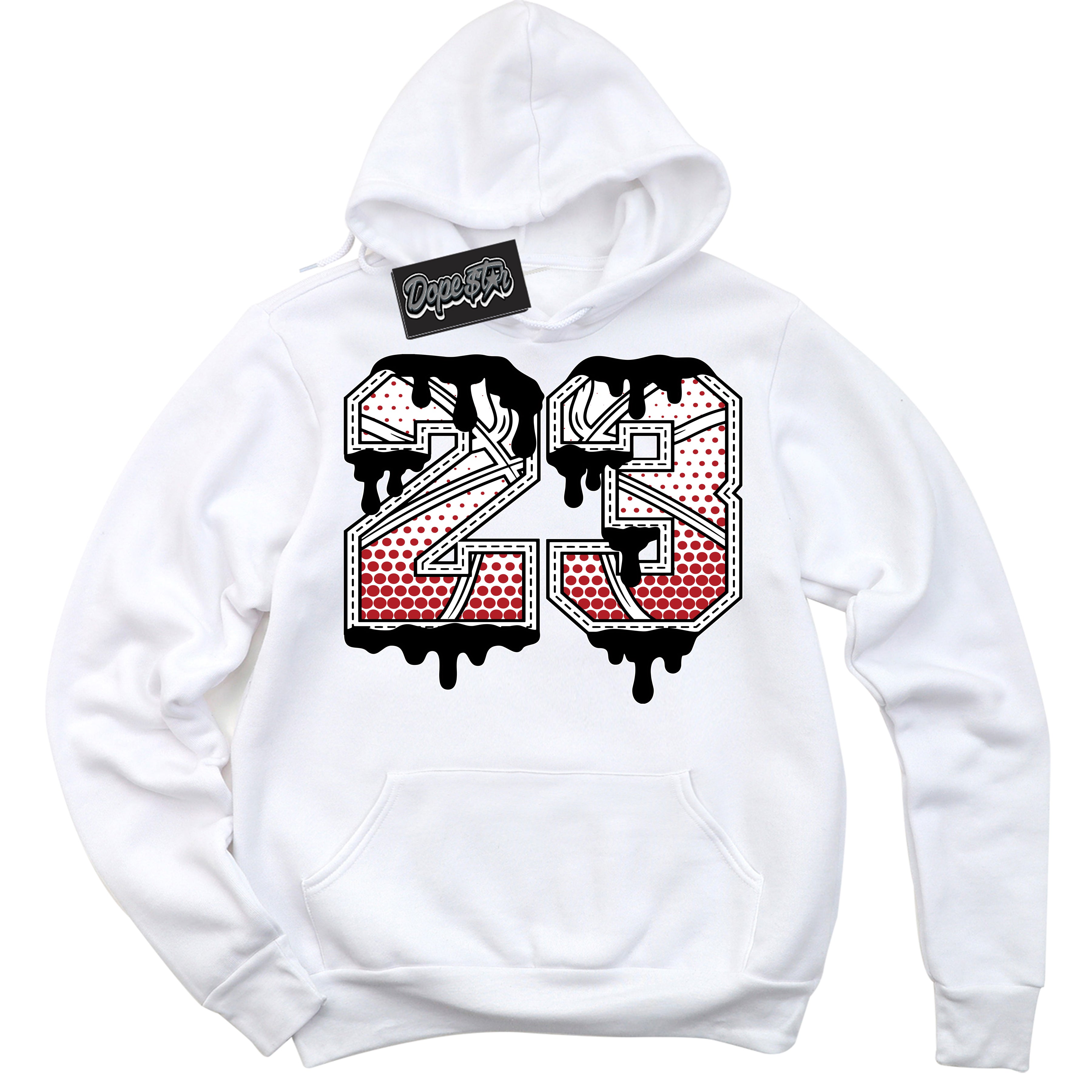 AJ1 Retro High '85 OG Bred ‘23 Ball’ – White Streetwear Hoodie | Sneaker Matching sweatshirt for AJ1 Retro High '85 OG Bred | Men's and Women's Streetwear Graphic Hoodie by Sneaker Shirts Outlet