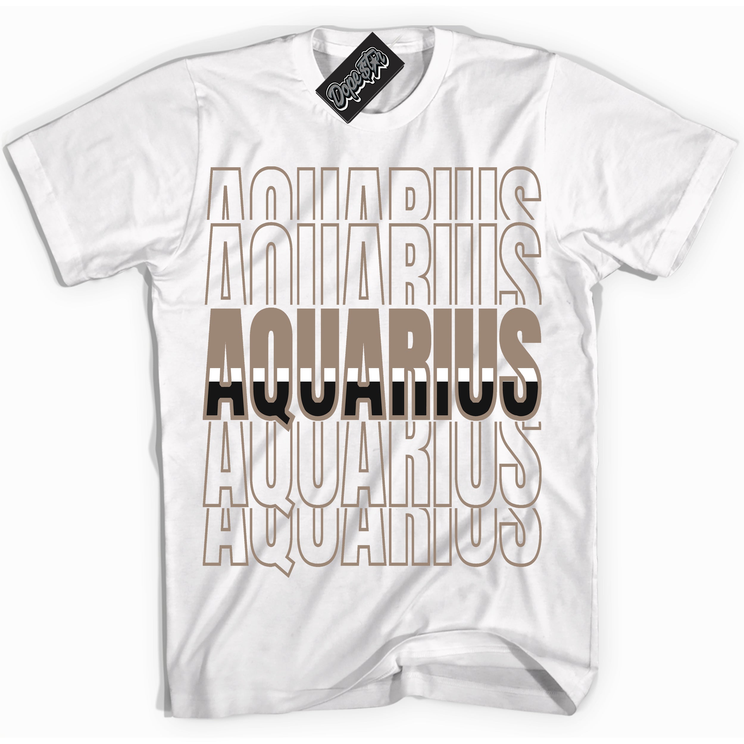 Cool White Shirt with “ Aquarius ” design that perfectly matches Latte 1s Sneakers.