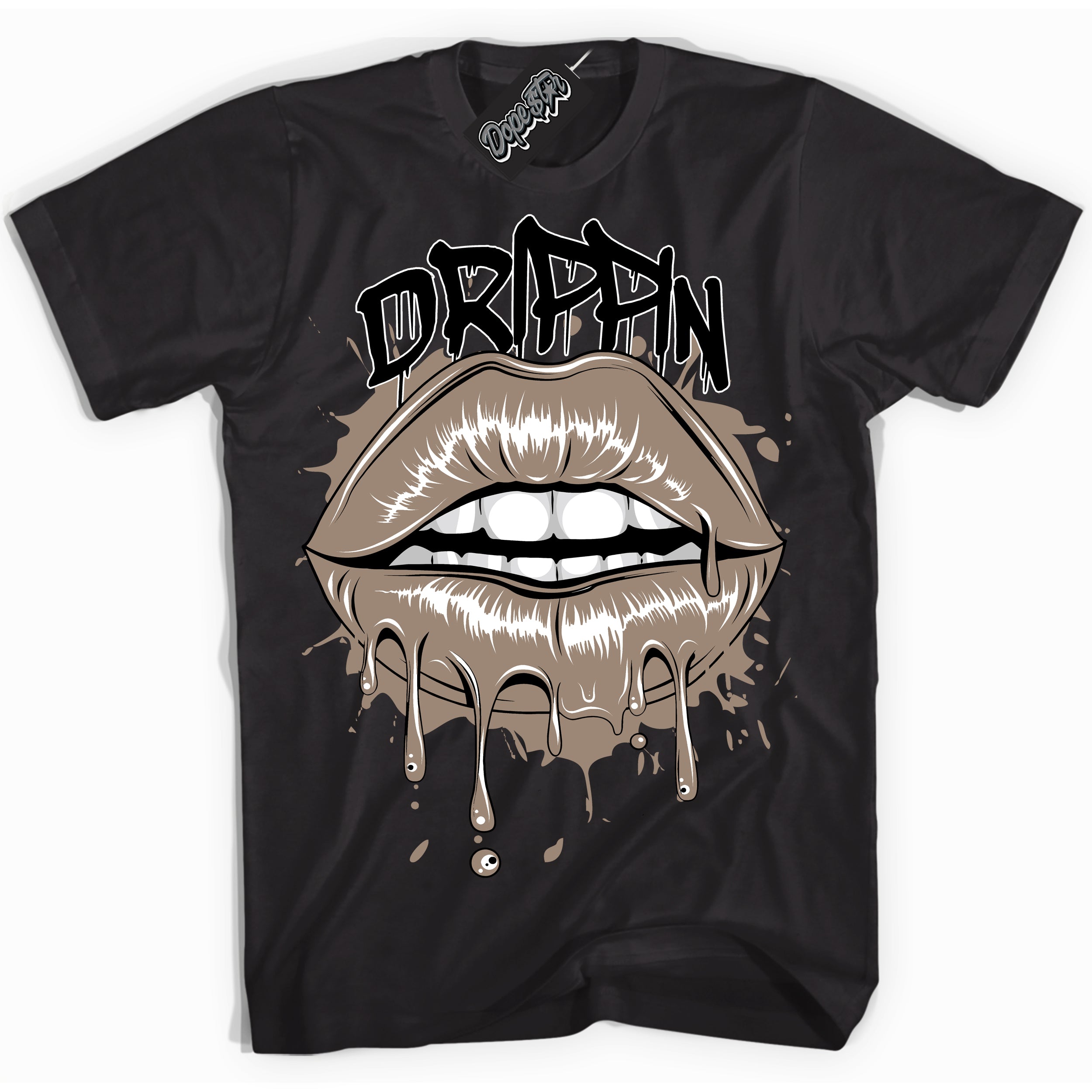 Cool Black Shirt with “ Drippin ” design that perfectly matches Latte 1s Sneakers.