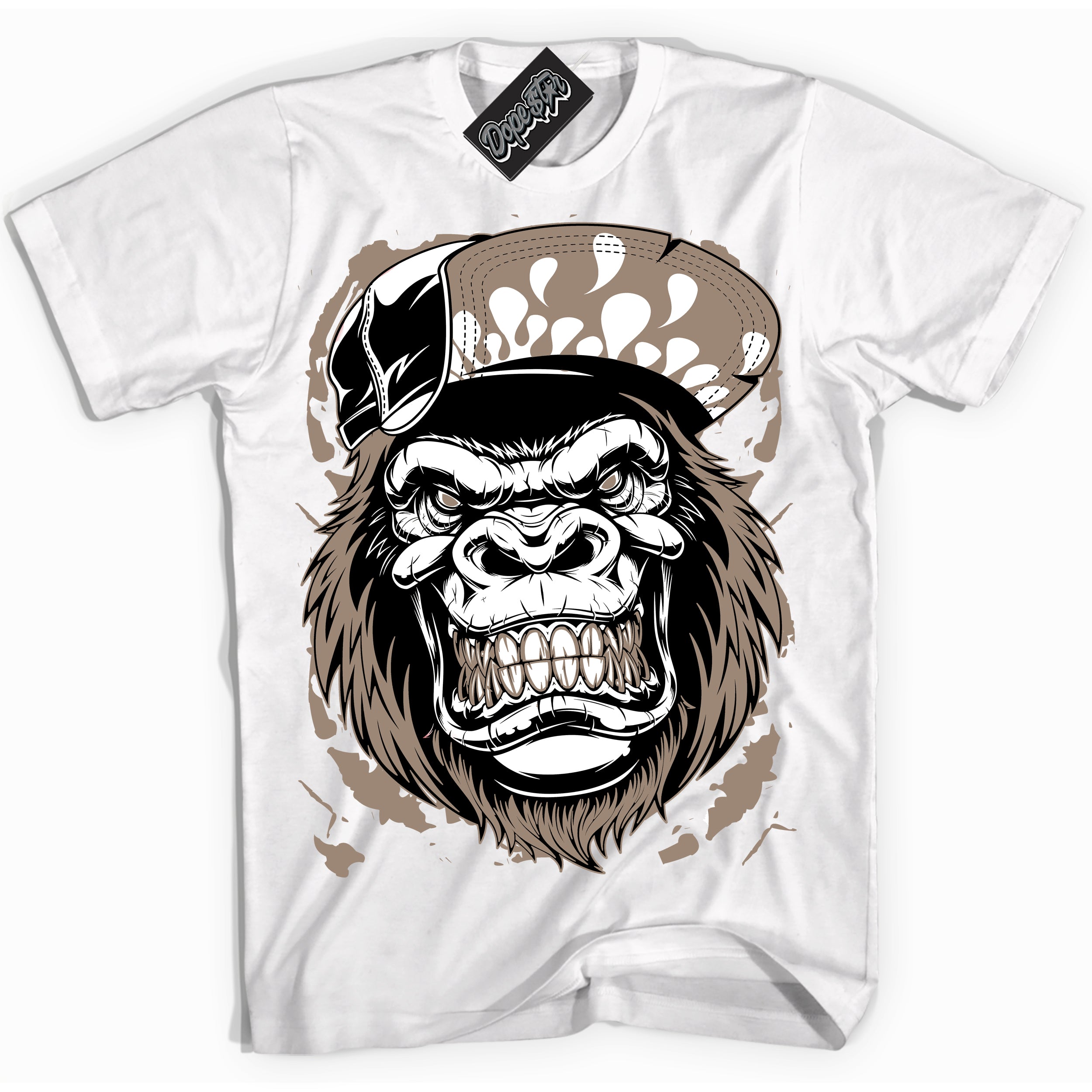 Cool White Shirt with “ Gorilla Beast ” design that perfectly matches Latte 1s Sneakers.