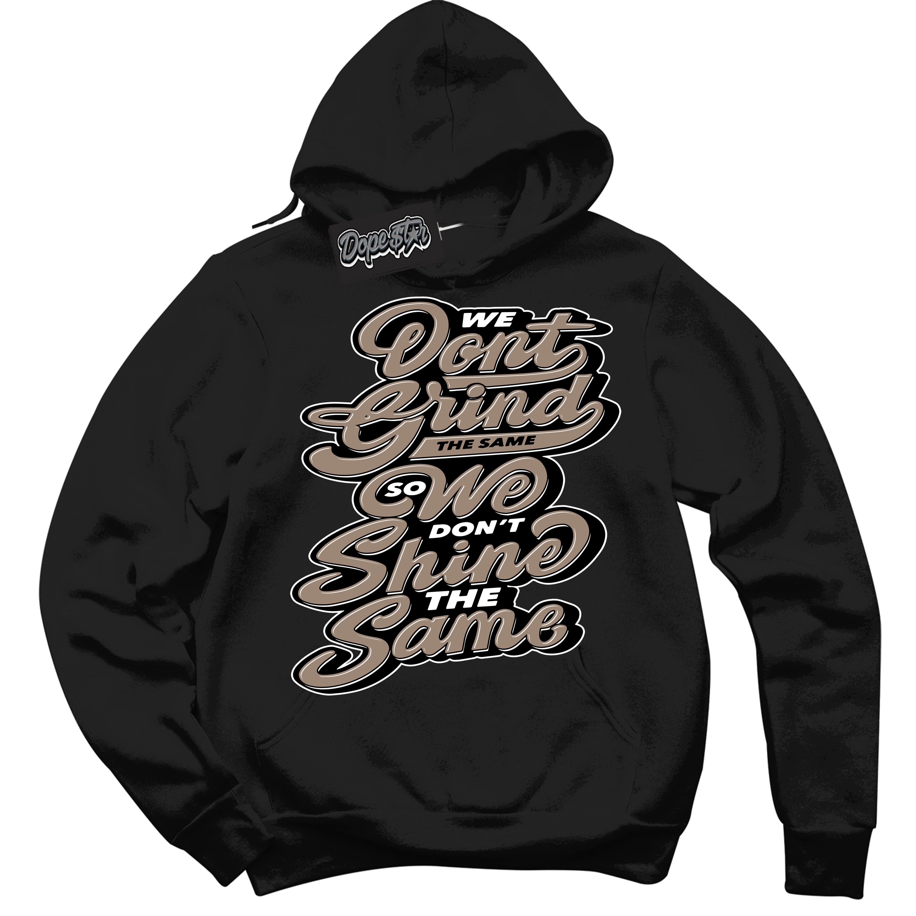 Cool Black Hoodie with “ Grind Shine ” design that Perfectly Matches Latte 1s Sneakers.