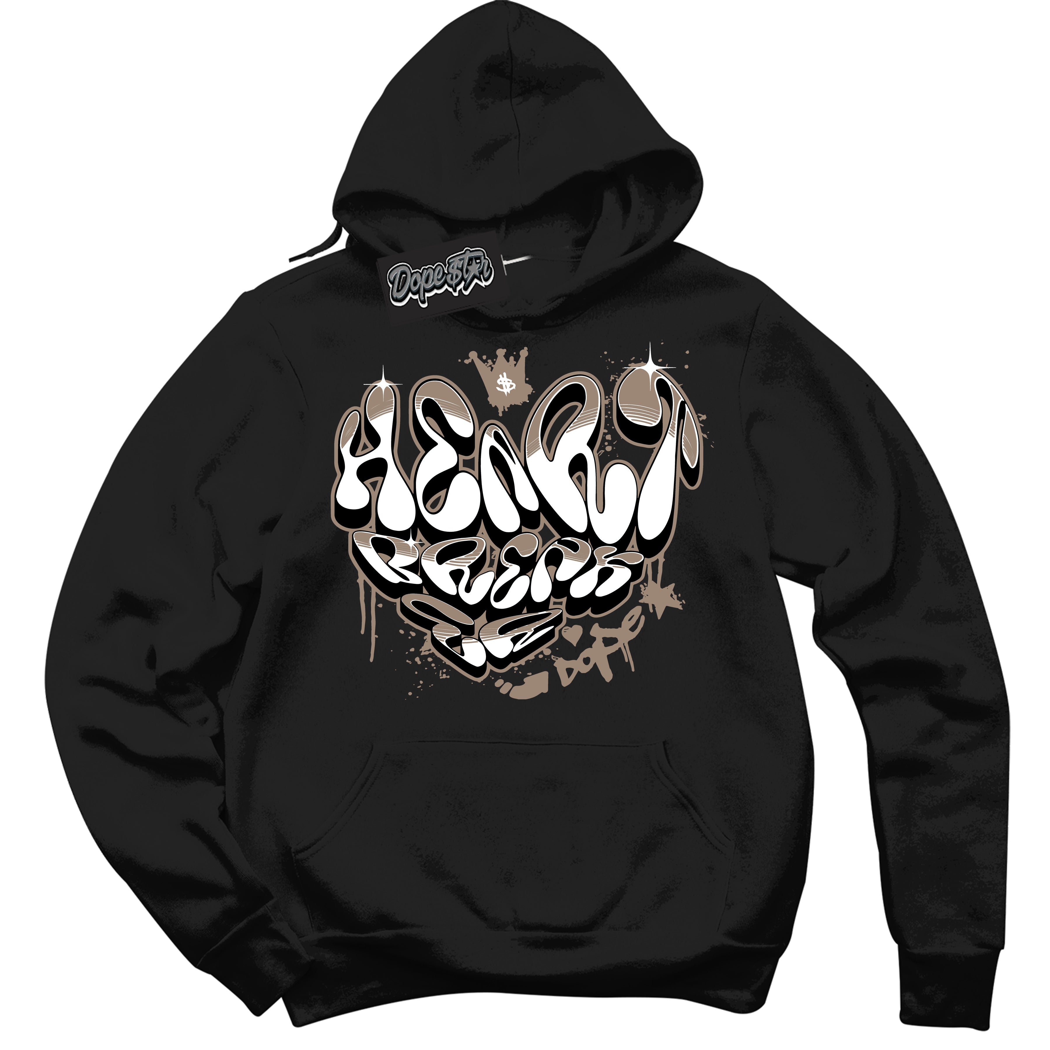 Cool Black Hoodie with “ Heartbreaker Graffiti ” design that Perfectly Matches Latte 1s Sneakers.