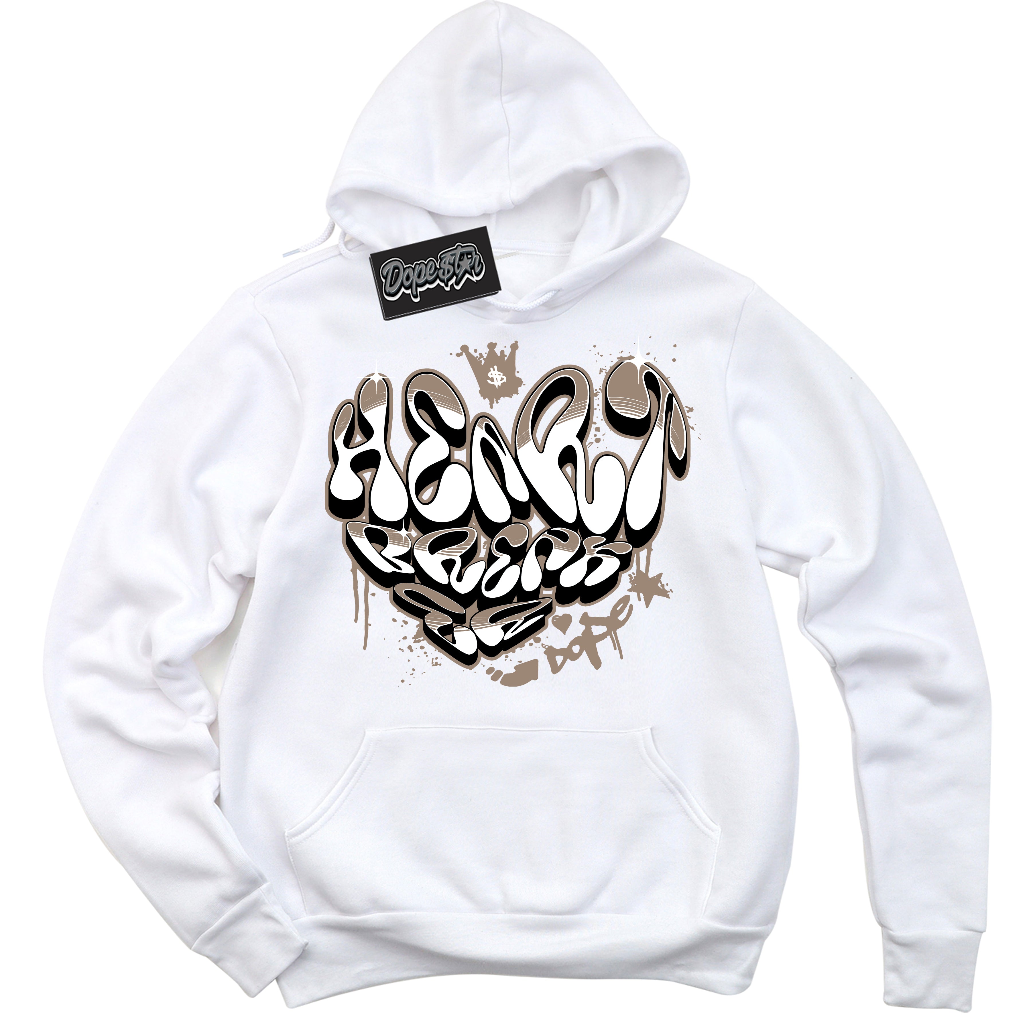 Cool White Hoodie with “ Heartbreaker Graffiti ” design that Perfectly Matches Latte 1s Sneakers.