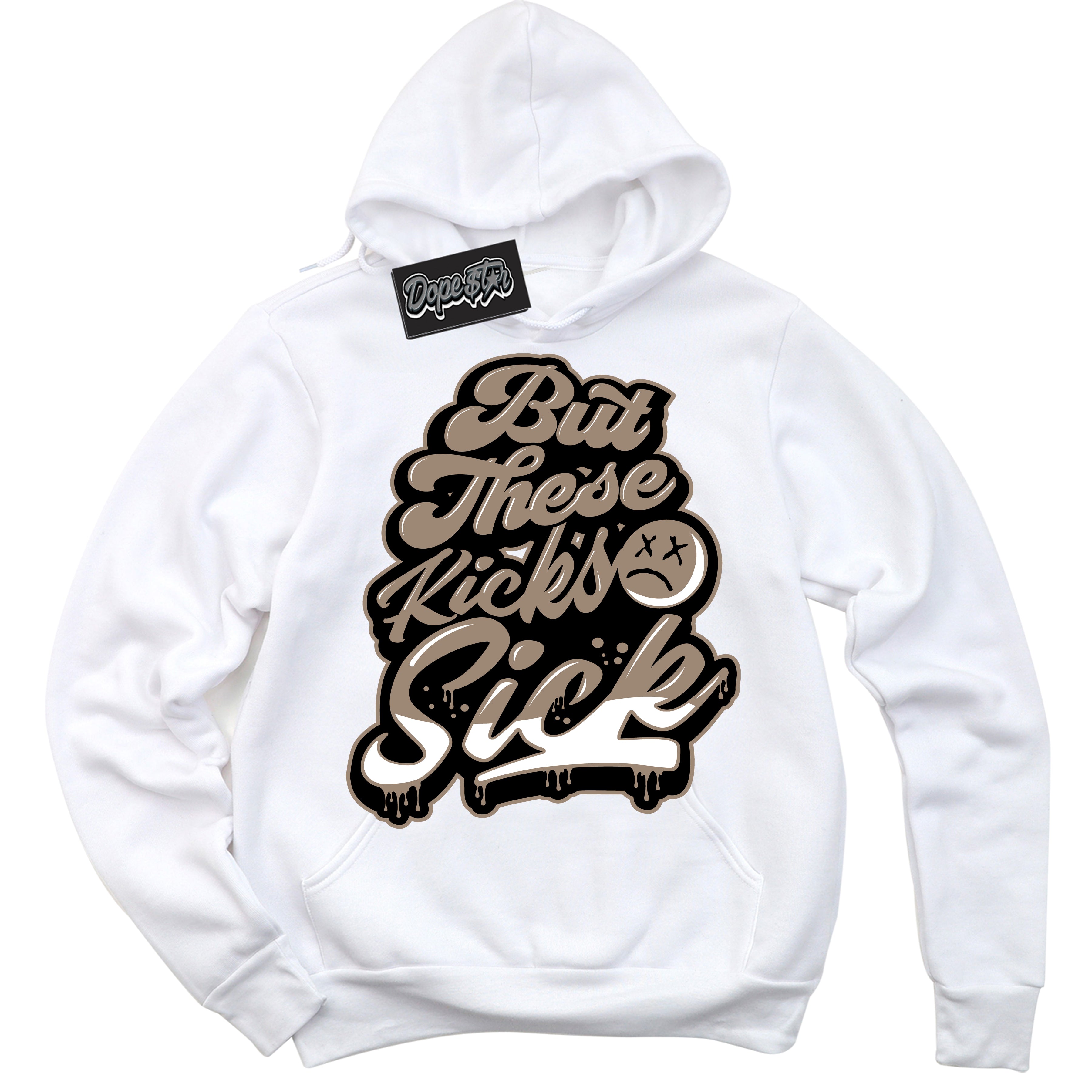 Cool White Hoodie with “ Kick Sick ” design that Perfectly Matches Latte 1s Sneakers.
