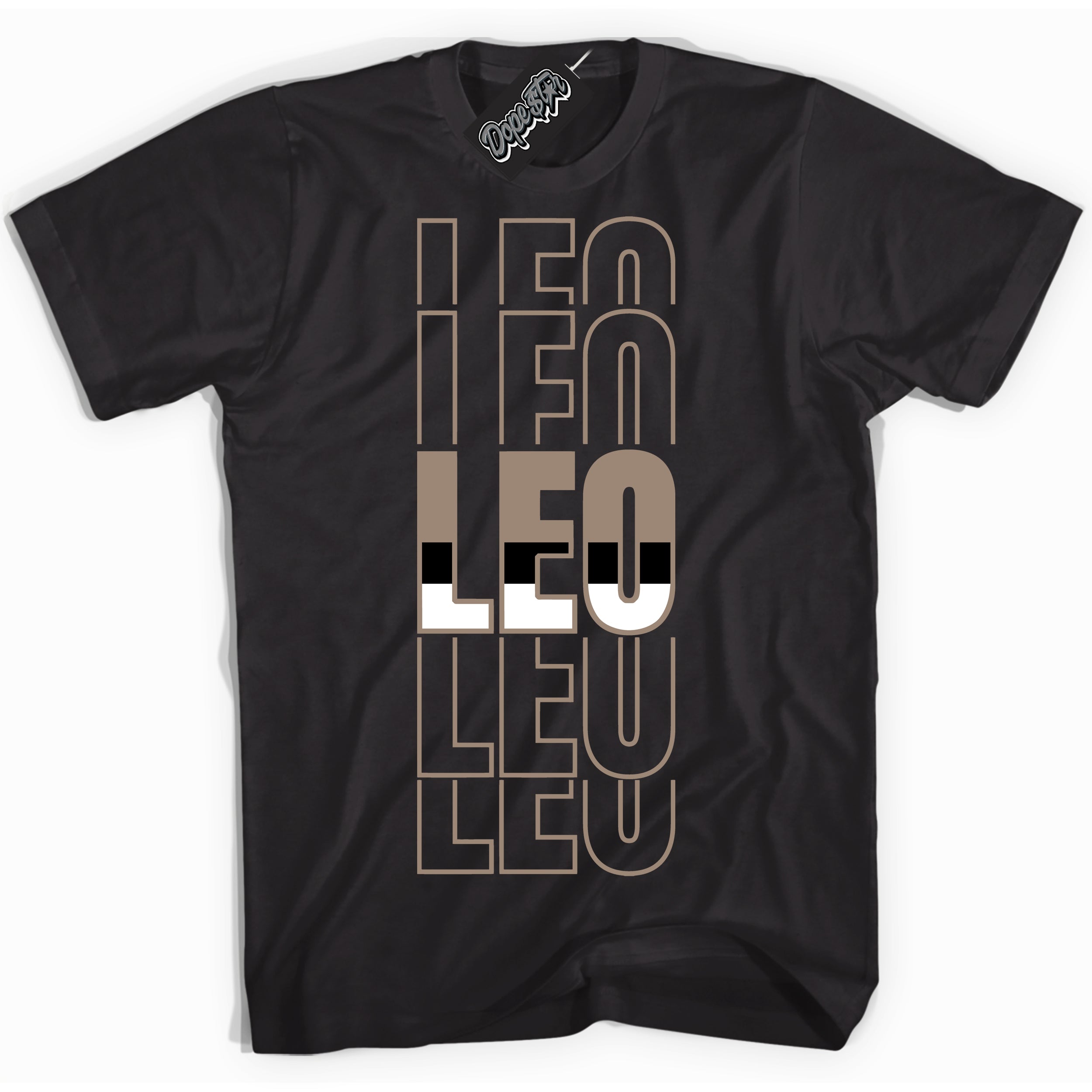 Cool Black Shirt with “ Leo ” design that perfectly matches Latte 1s Sneakers.