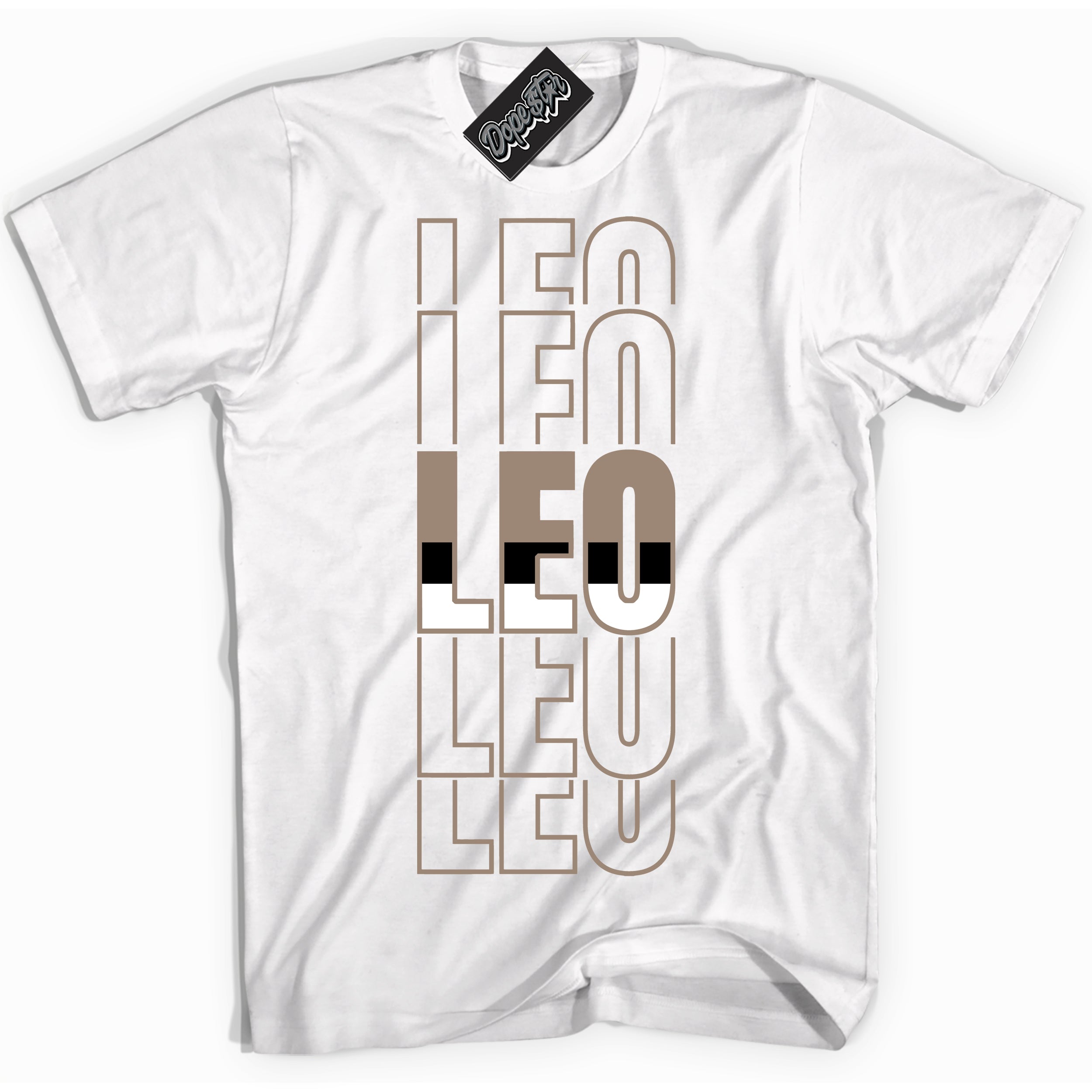 Cool White Shirt with “ Leo ” design that perfectly matches Latte 1s Sneakers.