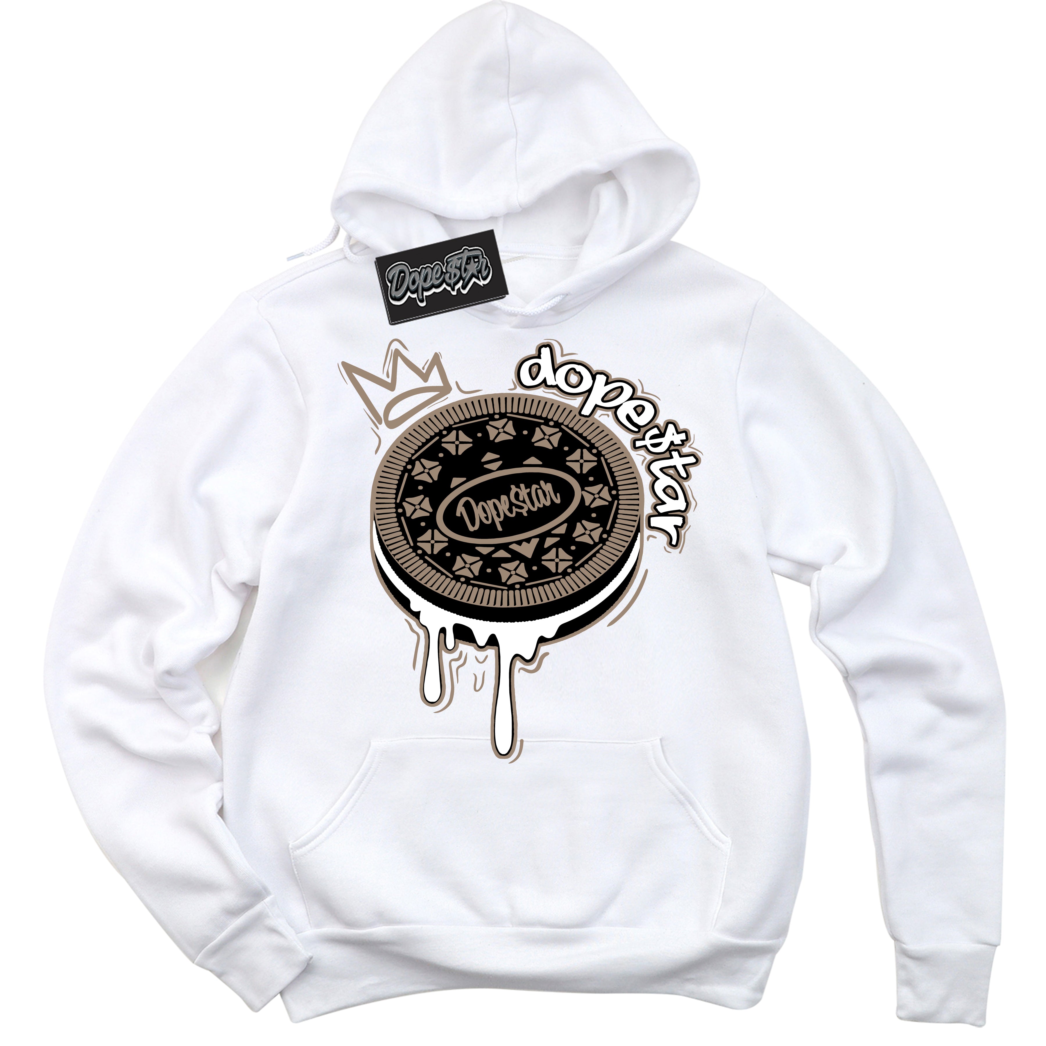 Cool White Hoodie with “ Oreo DS ” design that Perfectly Matches Latte 1s Sneakers.