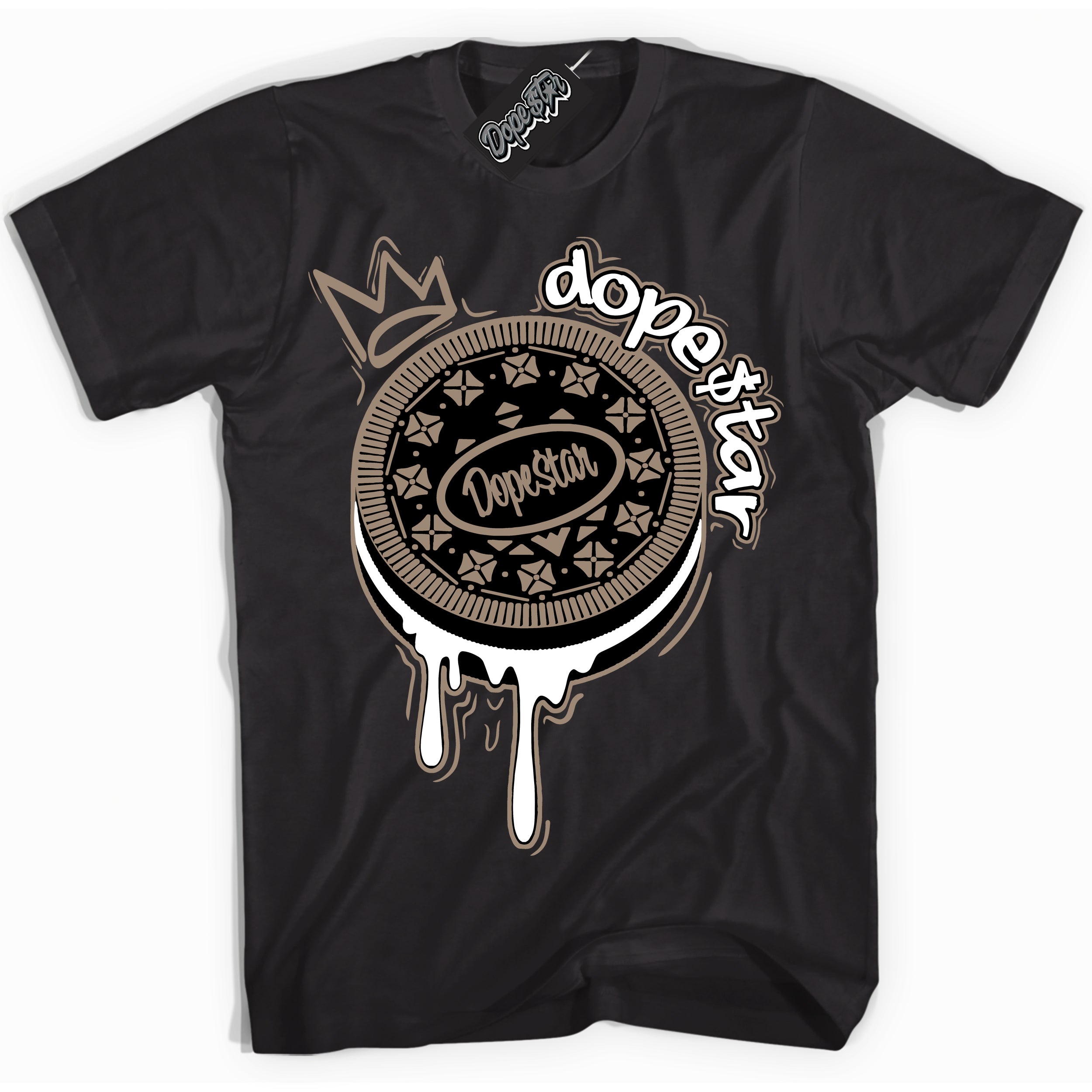 Cool Black Shirt with “ Oreo DS ” design that perfectly matches Latte 1s Sneakers.