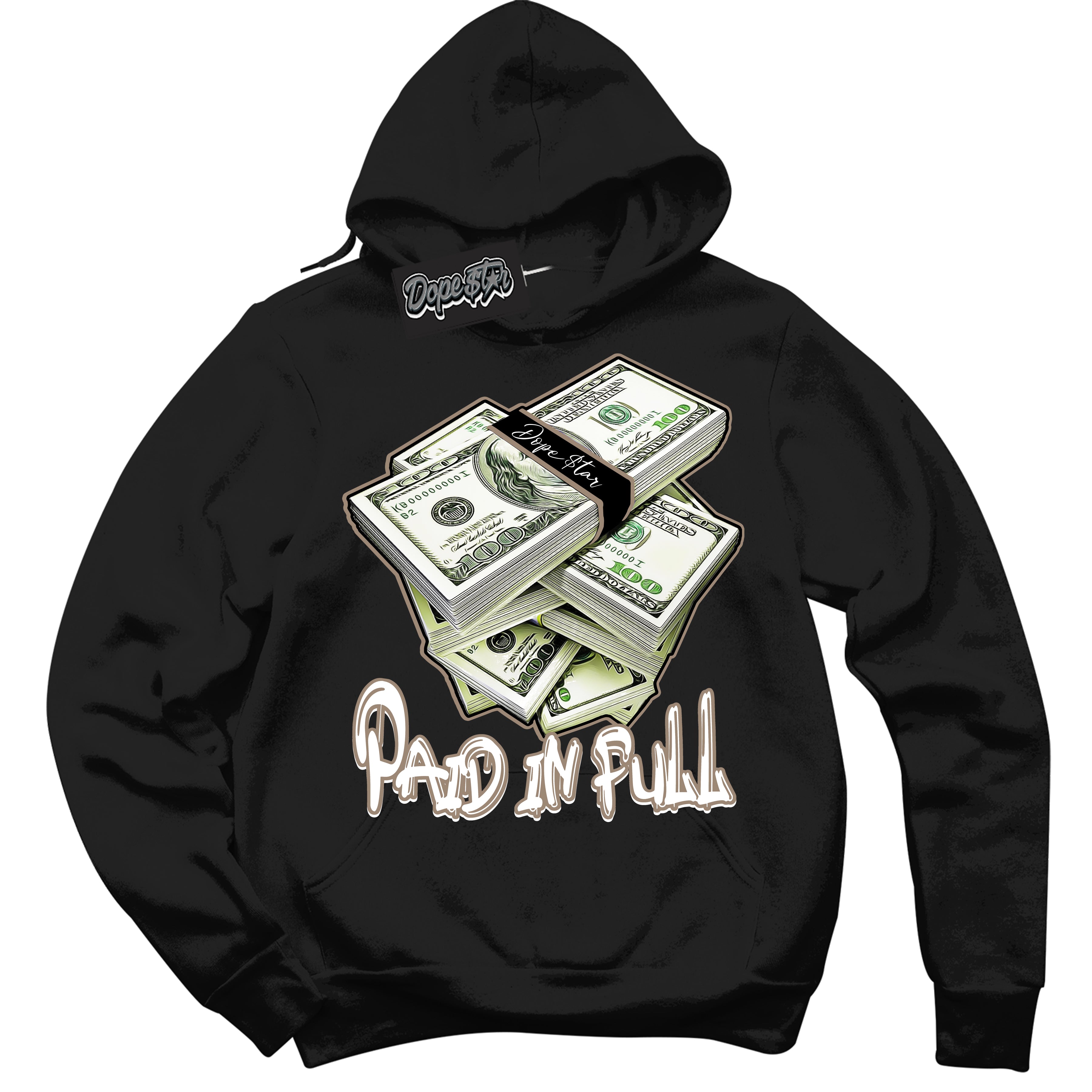 Cool Black Hoodie with “ Paid In Full ” design that Perfectly Matches Latte 1s Sneakers.