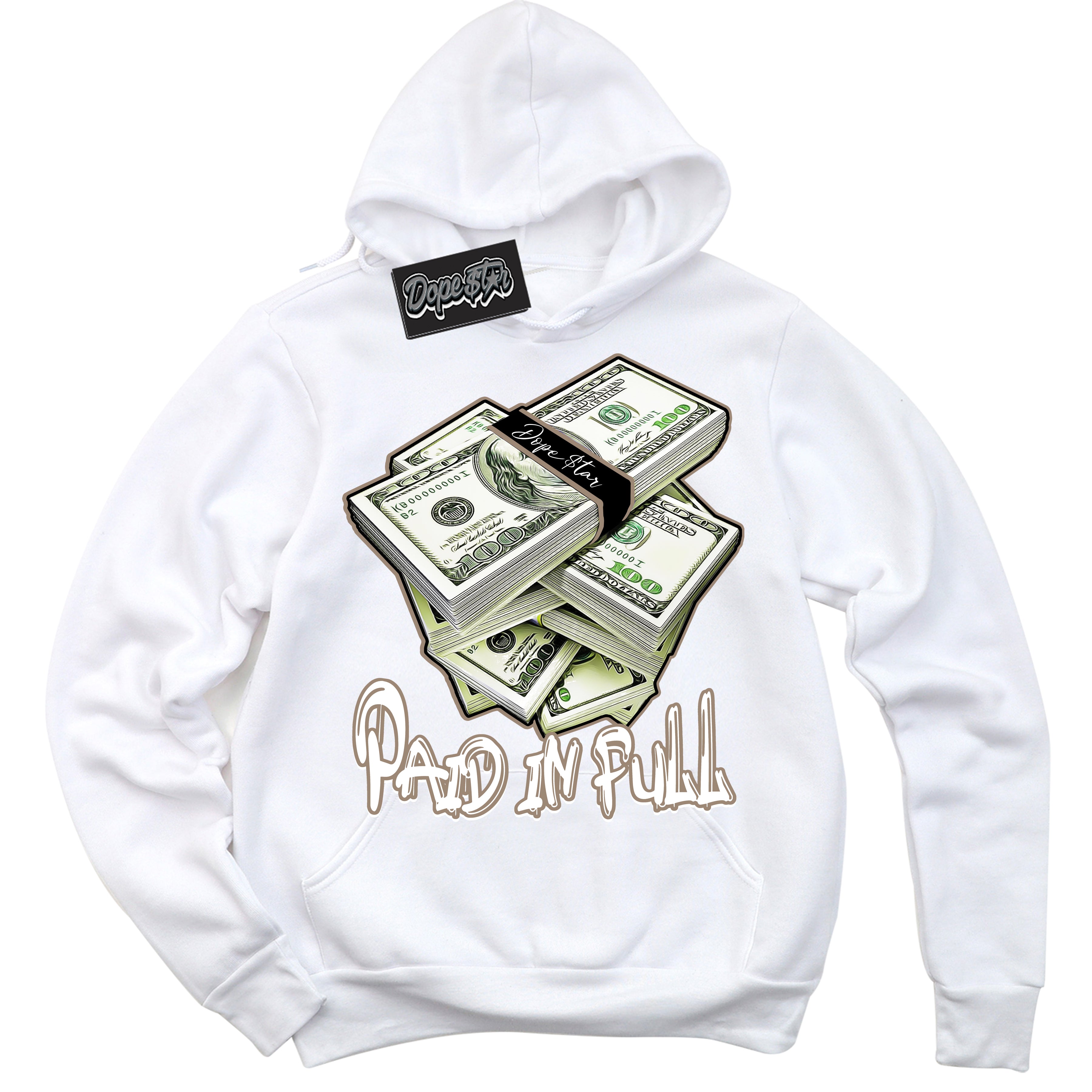 Cool White Hoodie with “ Paid In Full ” design that Perfectly Matches Latte 1s Sneakers.
