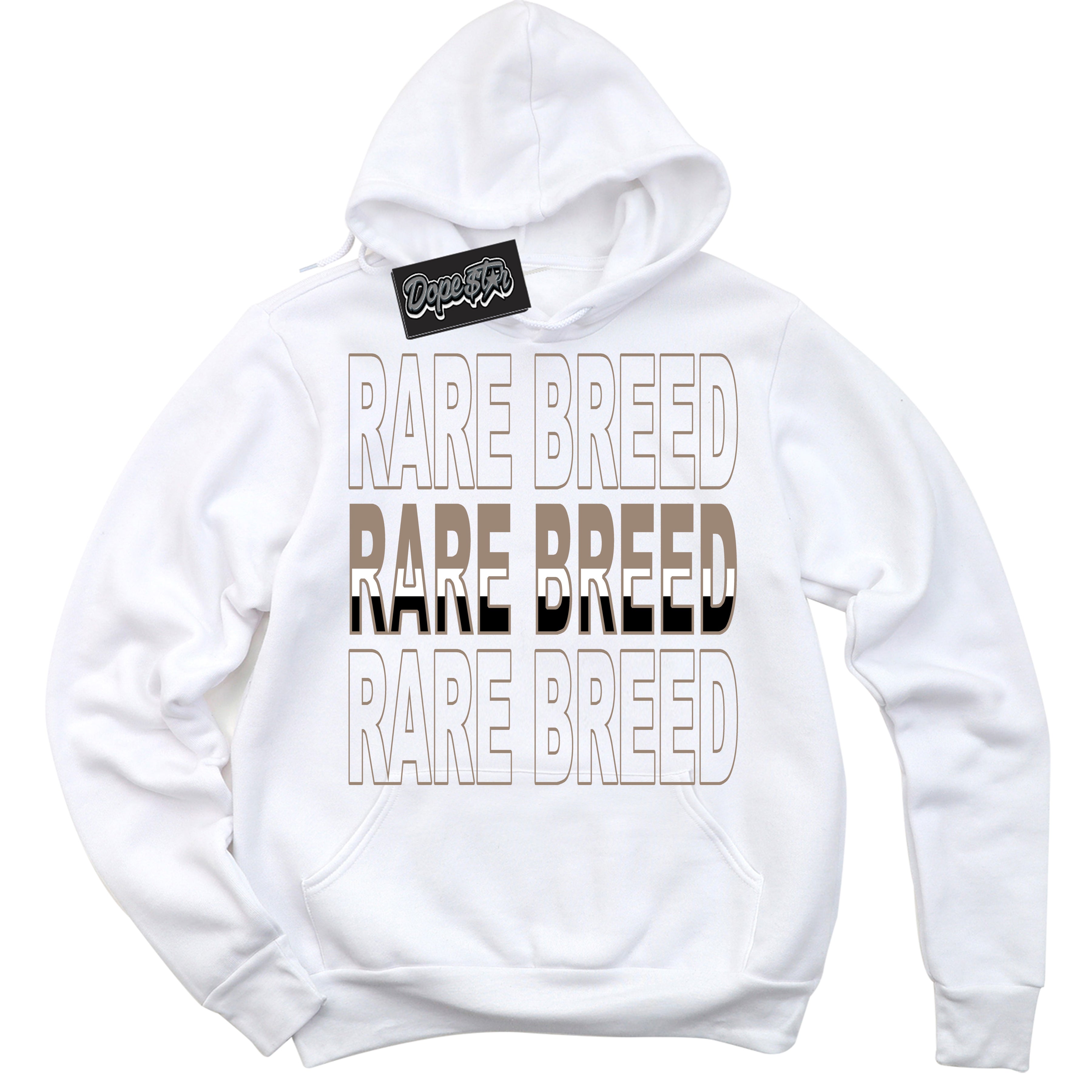 Cool White Hoodie with “ Rare Breed ” design that Perfectly Matches Latte 1s Sneakers.